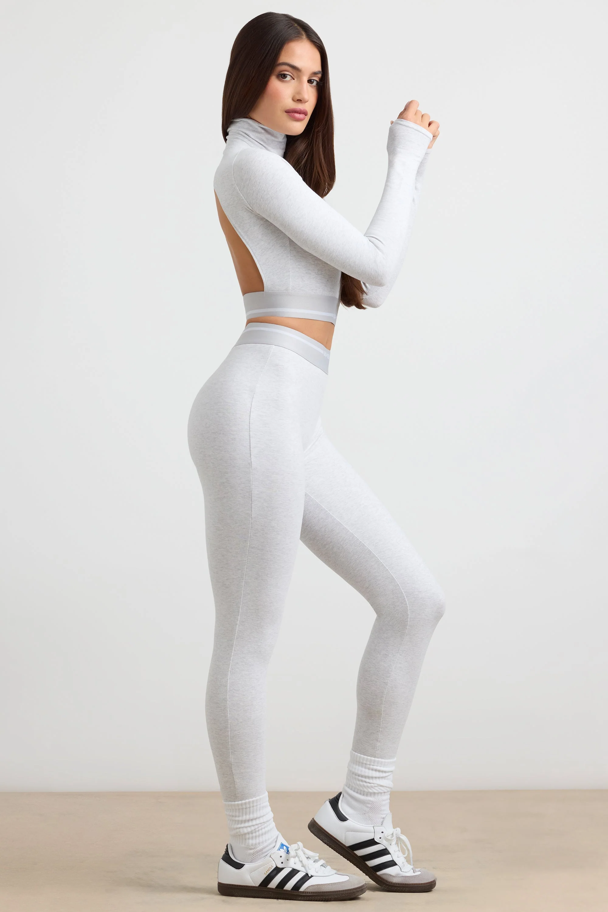High-Waist Leggings in Grey Marl - Image 3