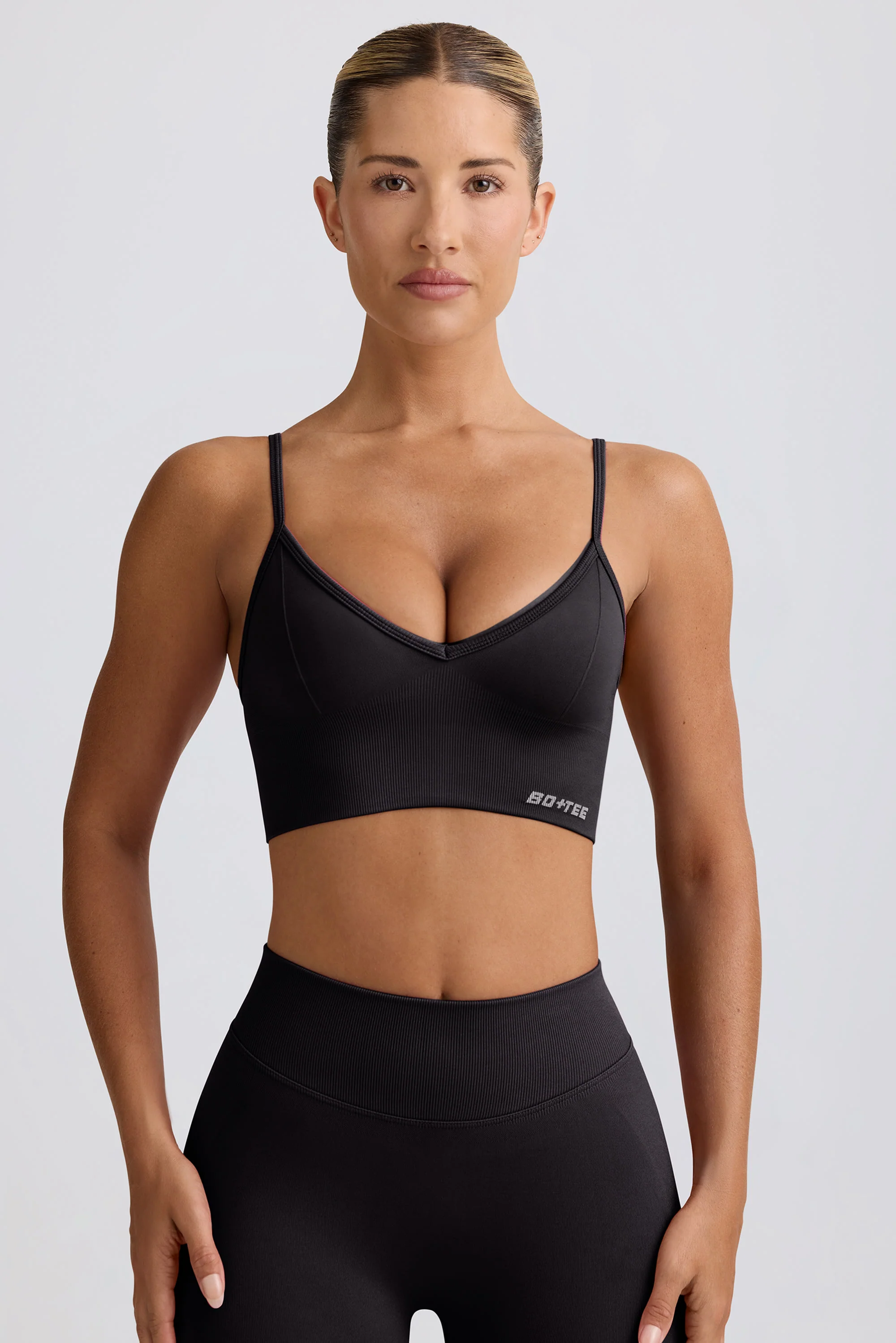 Define Luxe V-Neck Sports Bra in Black - Image 15