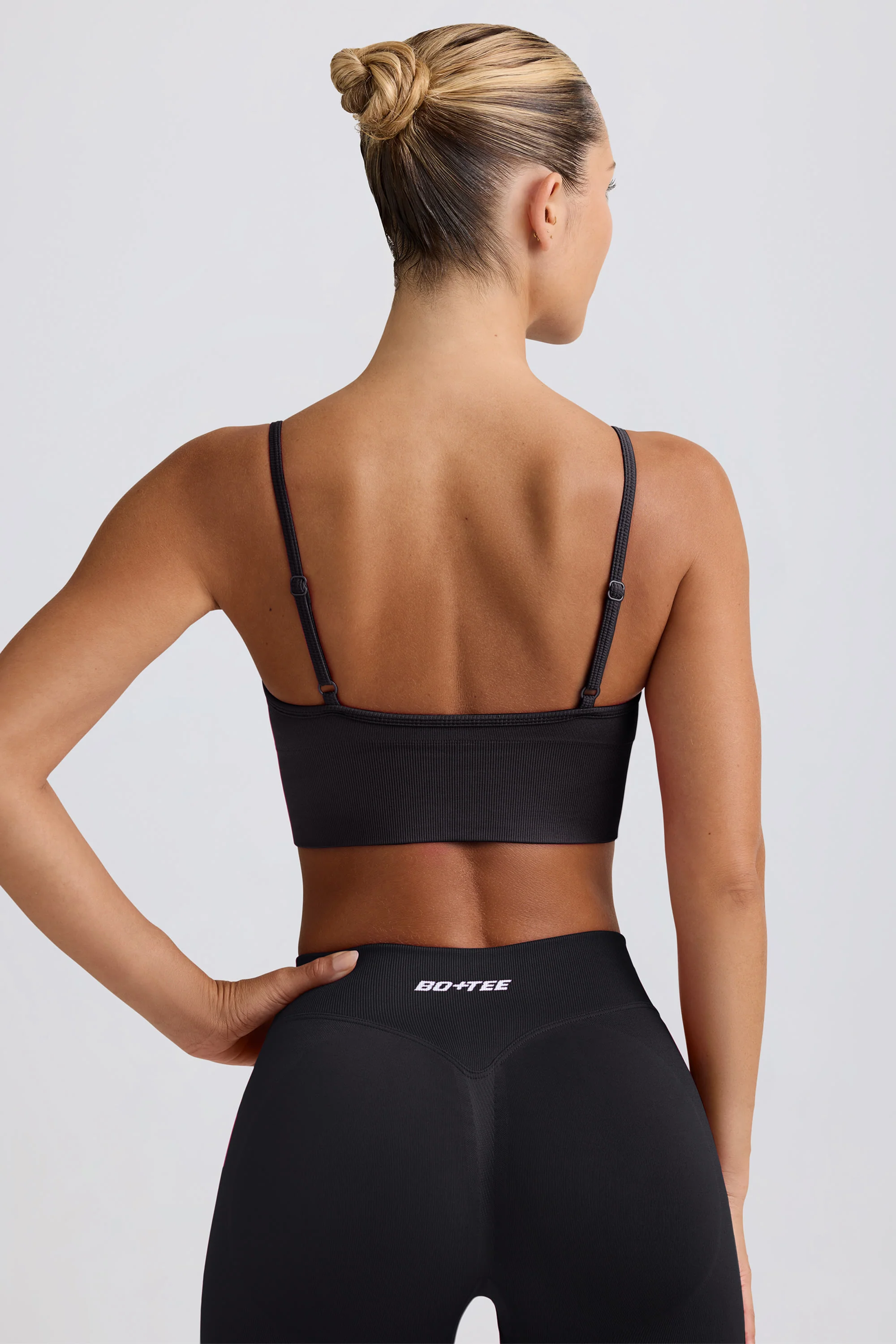 Define Luxe V-Neck Sports Bra in Black - Image 3