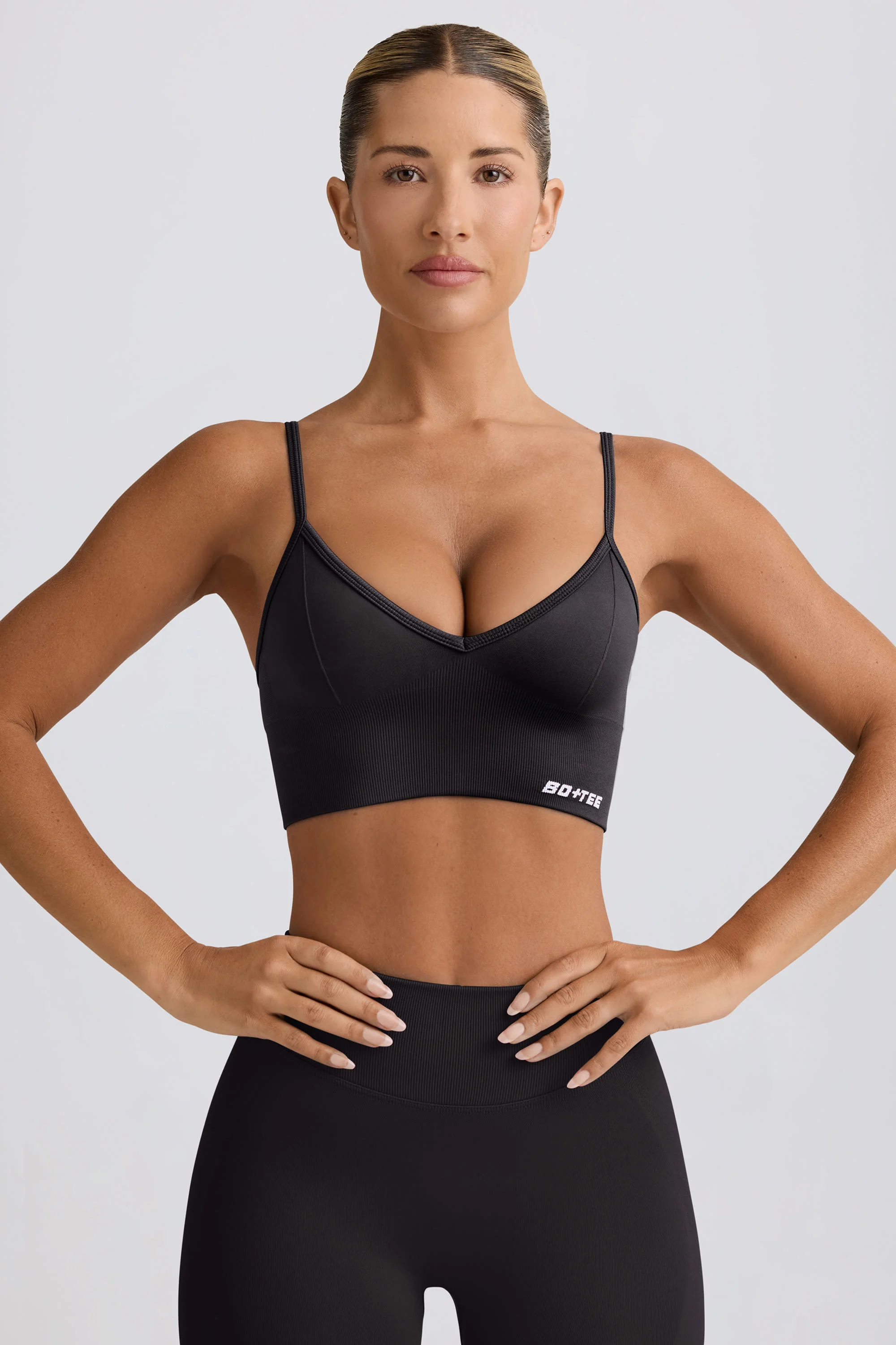 Define Luxe V-Neck Sports Bra in Black - Image 7