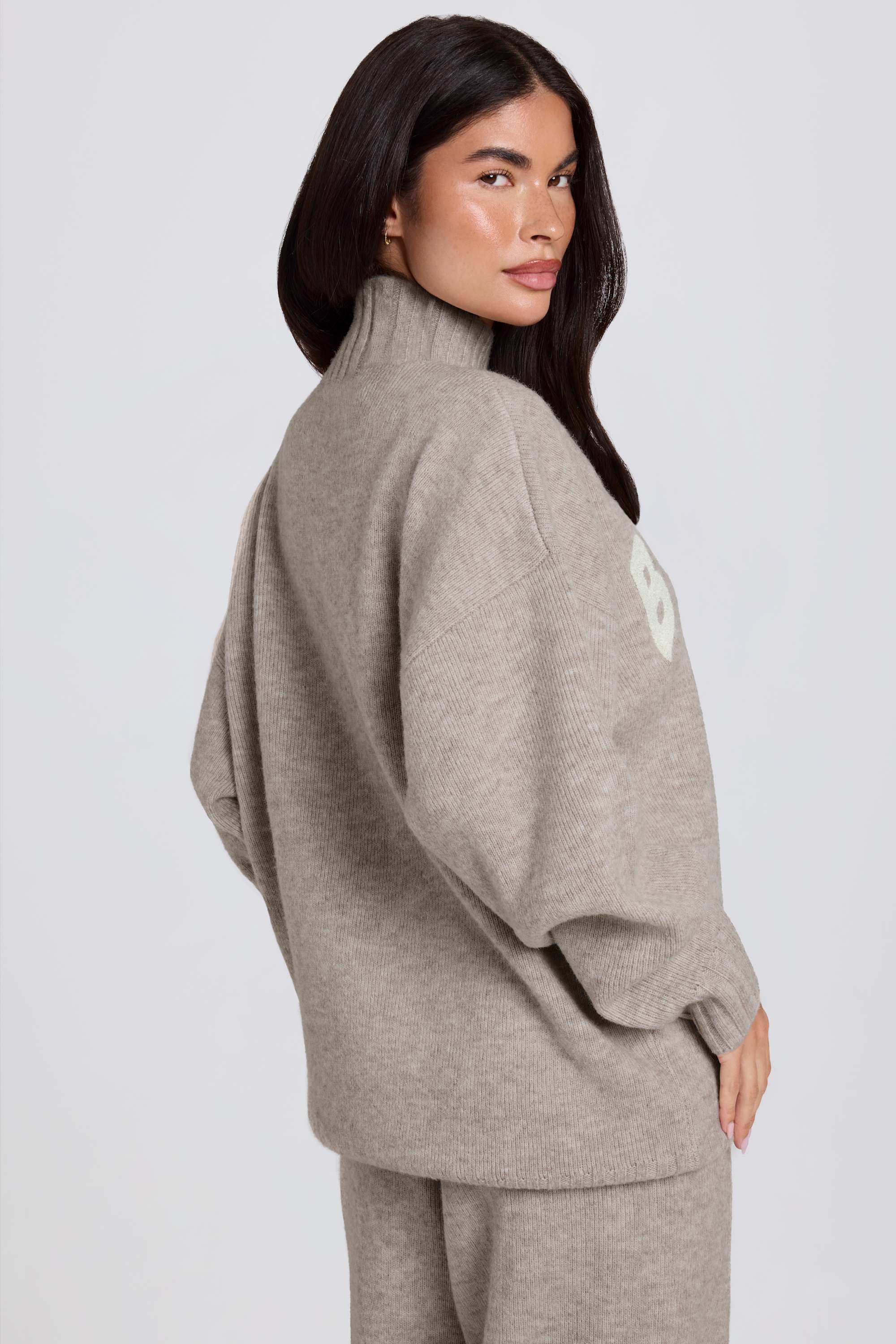 Soft Knit Oversized Jumper in Beige - Image 2