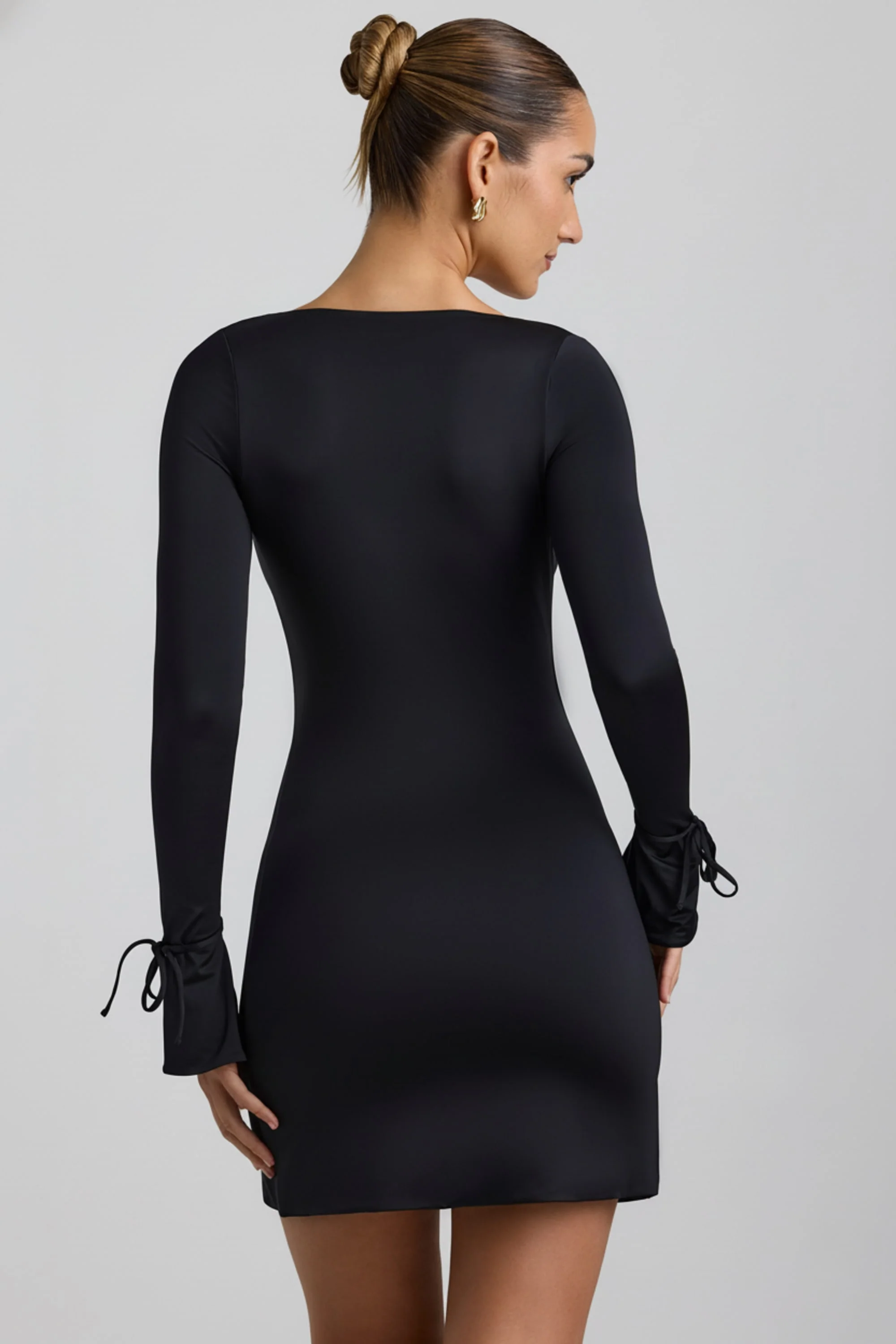 Slinky Jersey A-Line Mini Dress in Black - Image 2
