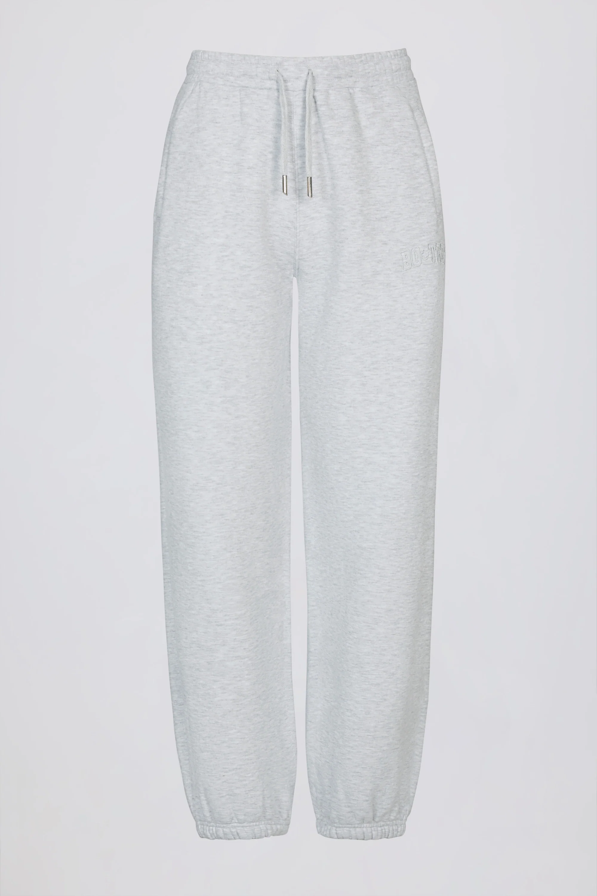 Brushed Cotton Jersey Mid-Rise Relaxed Joggers in Grey Marl - Image 3