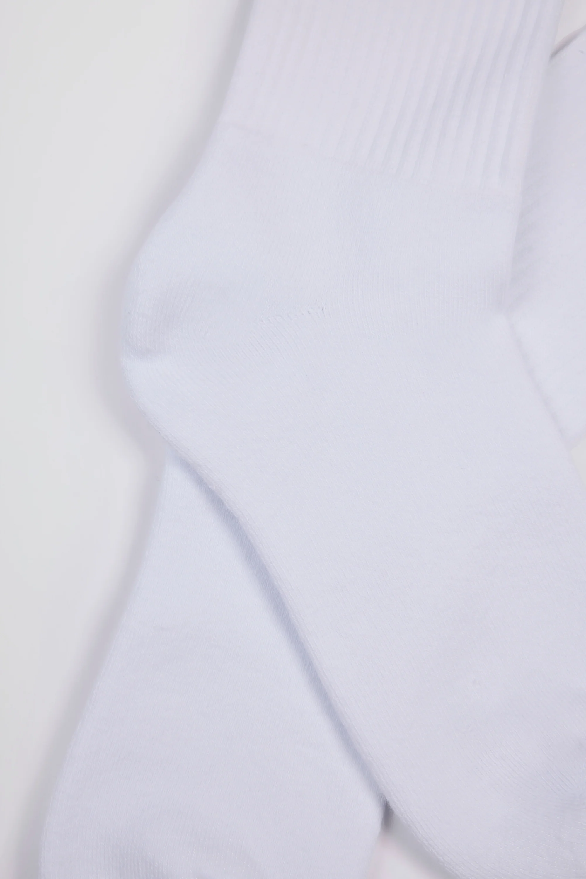 Ribbed Half-Crew Socks in White - Image 4