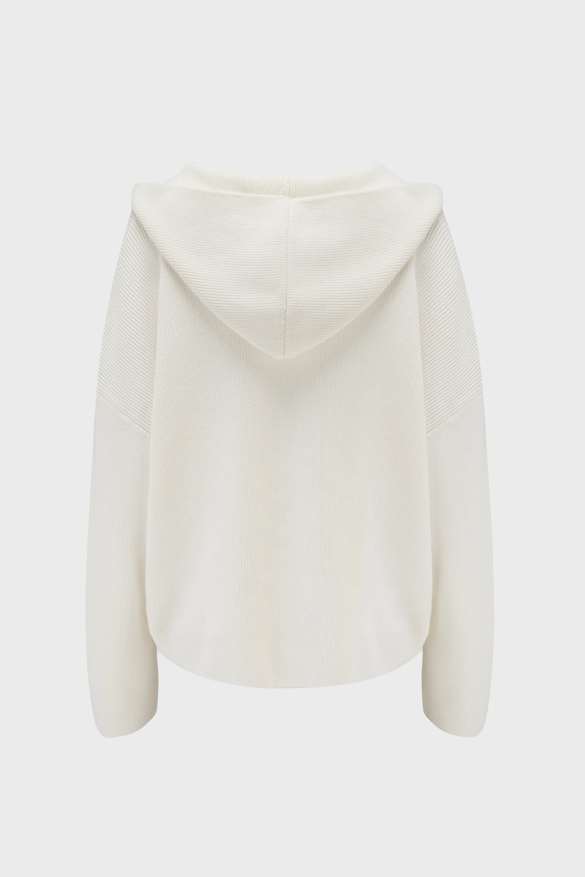 Ribbed Knit Oversized Hoodie in Ivory - Image 4