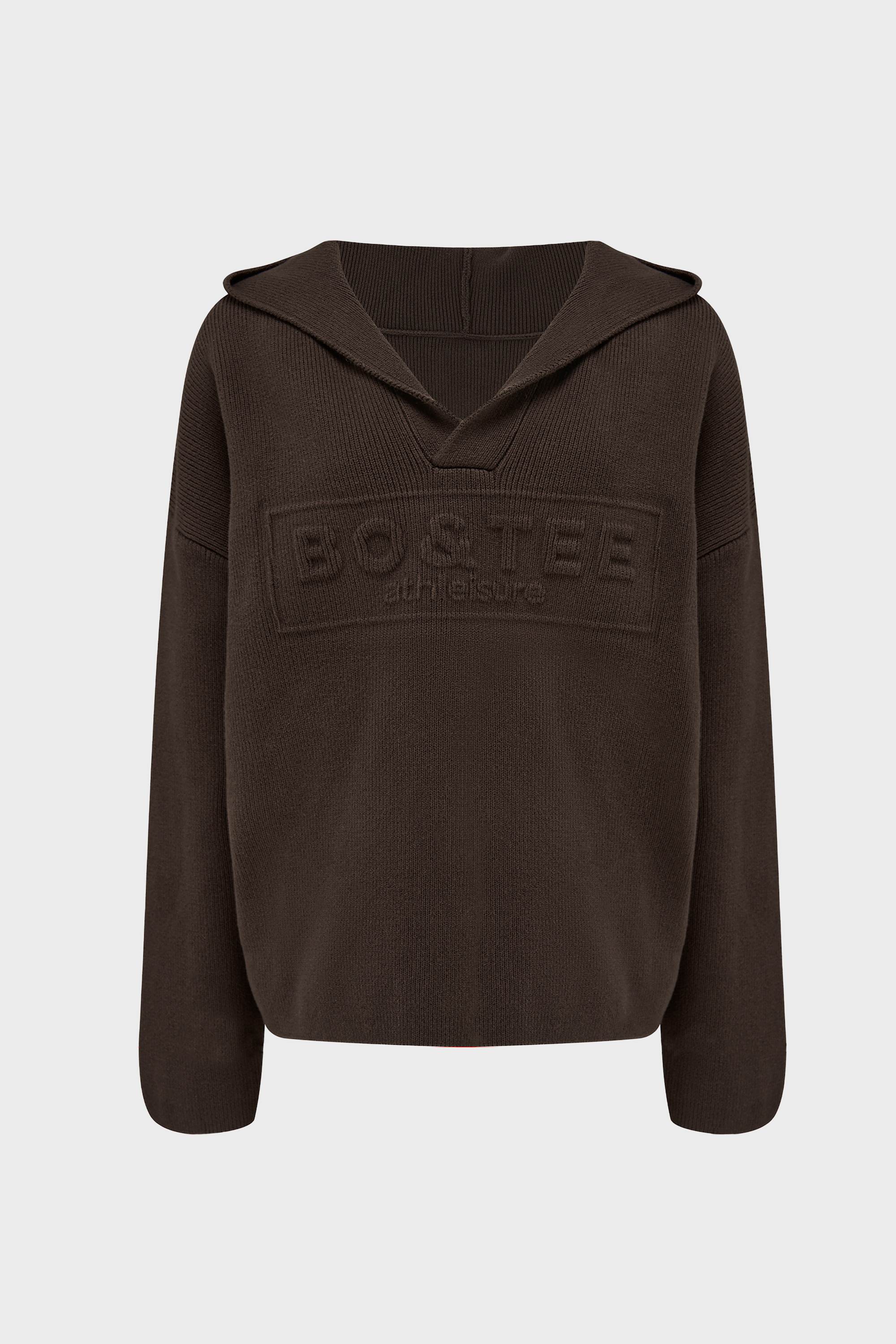 Ribbed Knit Oversized Hoodie in Pecan - Image 3