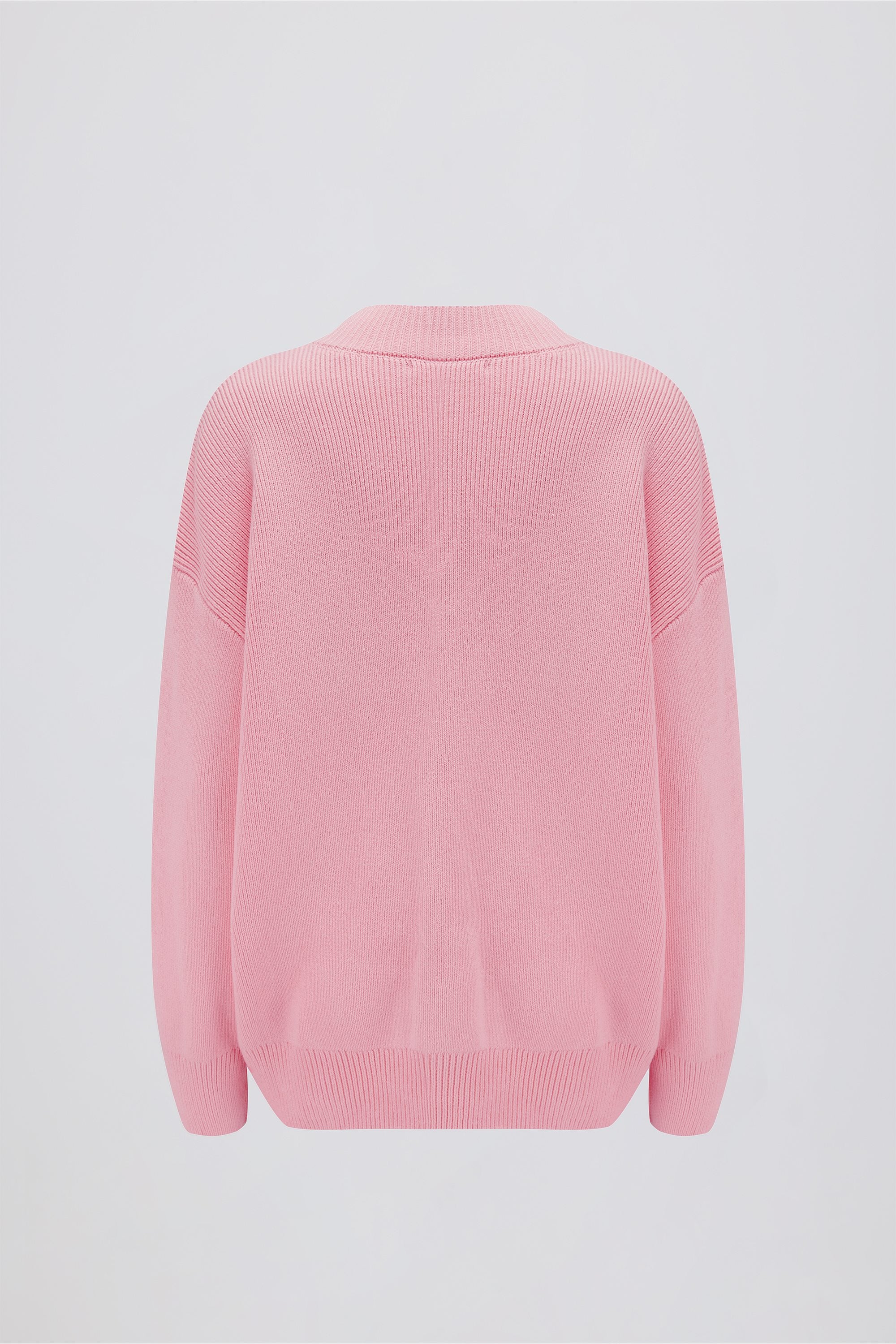 Ribbed Knit Oversized Jumper in Pale Pink - Image 2
