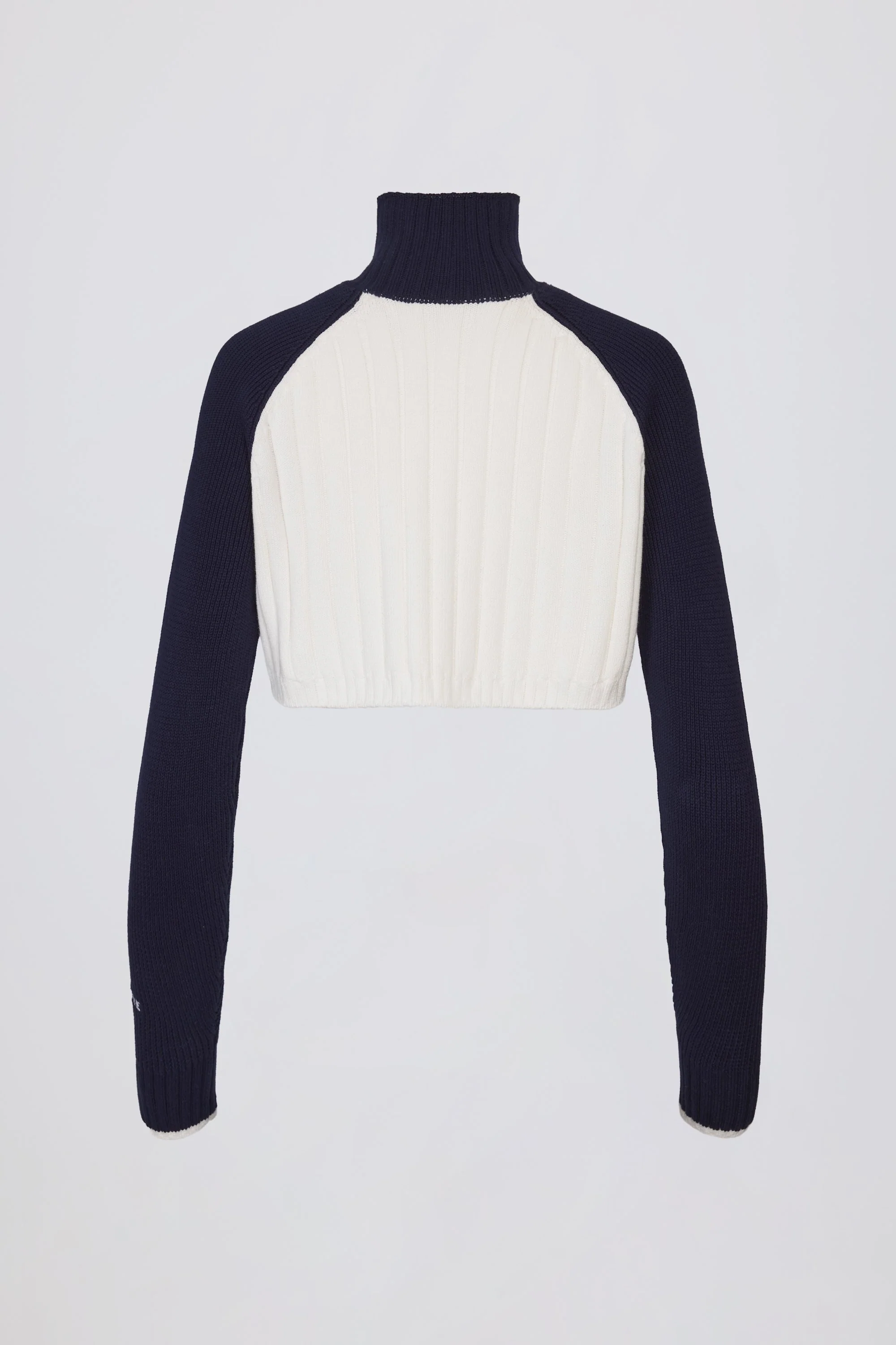 Ribbed Knit Quarter-Zip Cropped Jumper in Classic Navy - Image 5