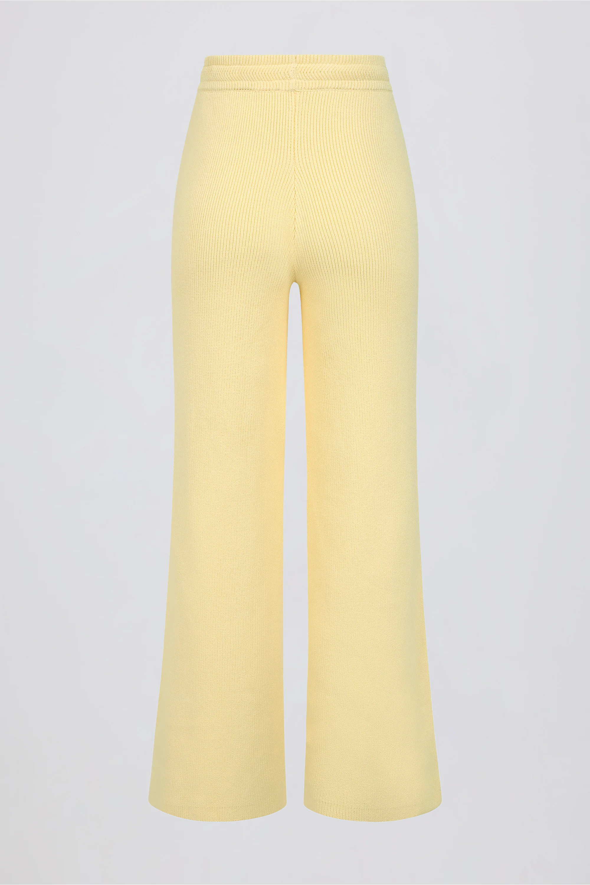 Ribbed Knit Wide-Leg Joggers in Lemon - Image 2