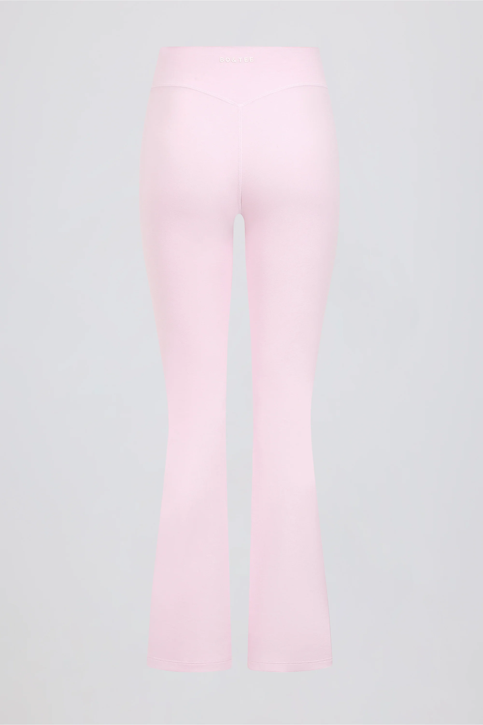 Brushed Jersey Ruched Flared Trousers in Pale Pink Marl - Image 6