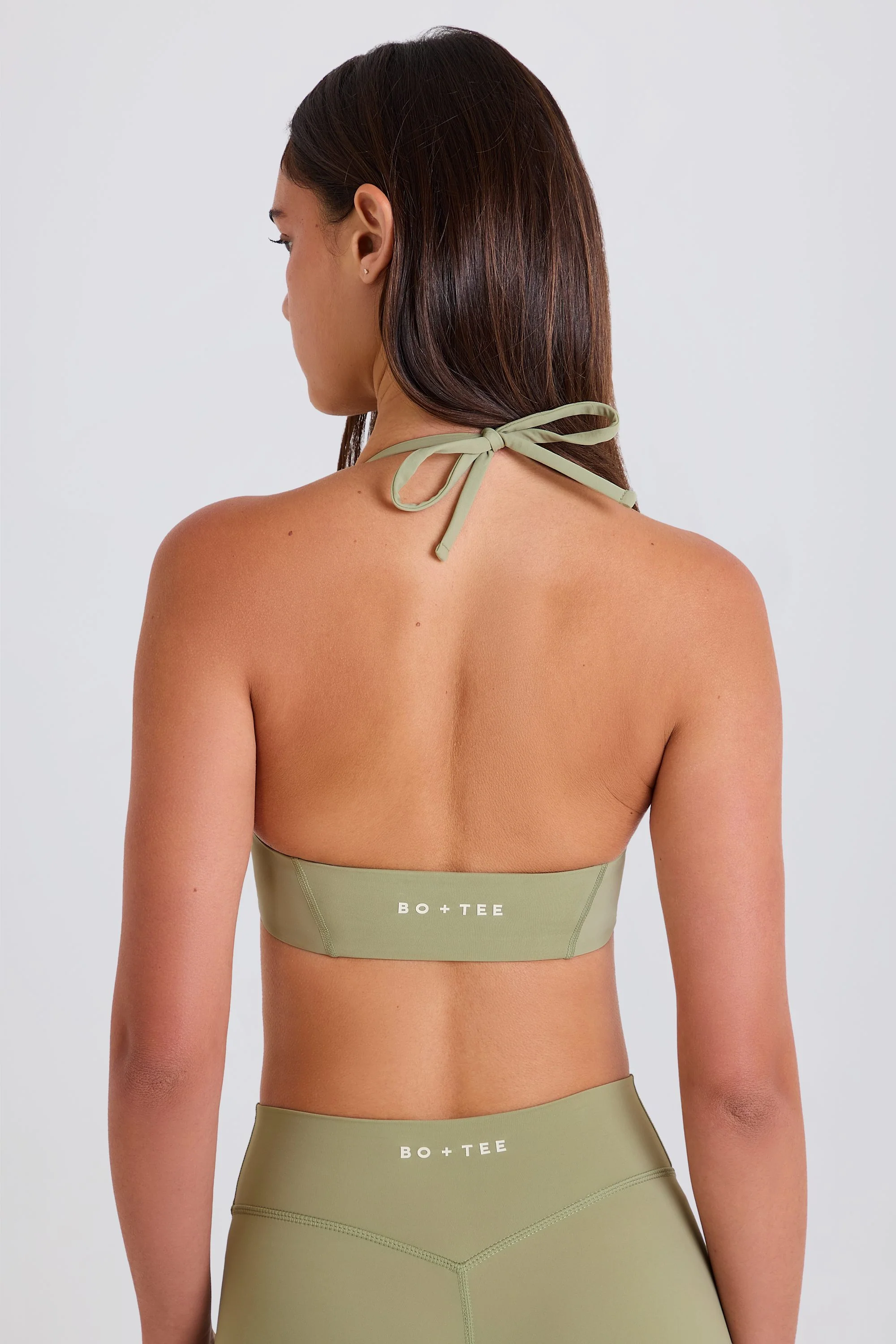 Four-Way Stretch Scoop-Neck Halterneck Sports Bra in Matcha - Image 4