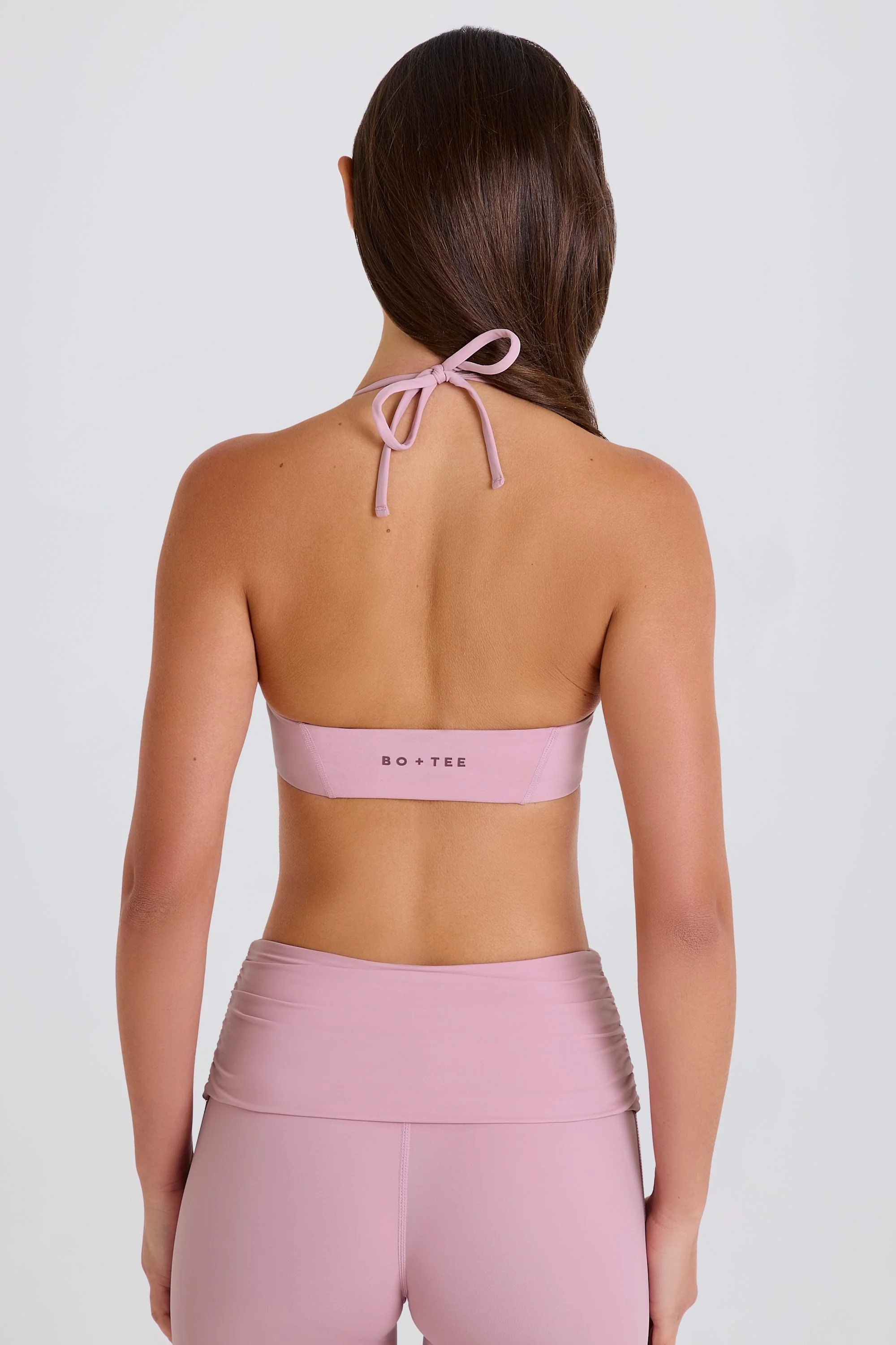 Four-Way Stretch Scoop-Neck Halterneck Sports Bra in Mauve - Image 4