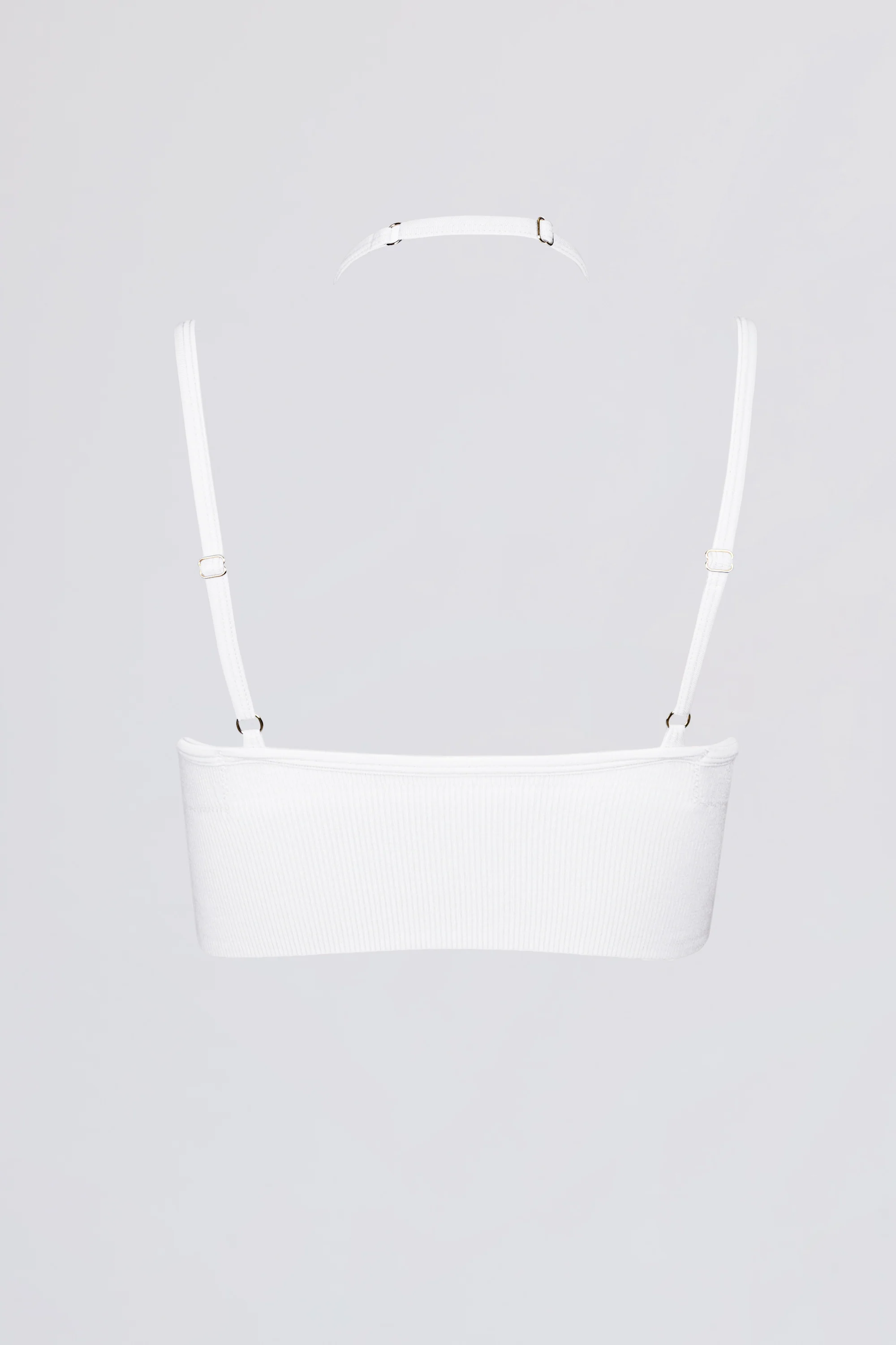 Seamless Soft Rib Crossover Sports Bra in White - Image 5