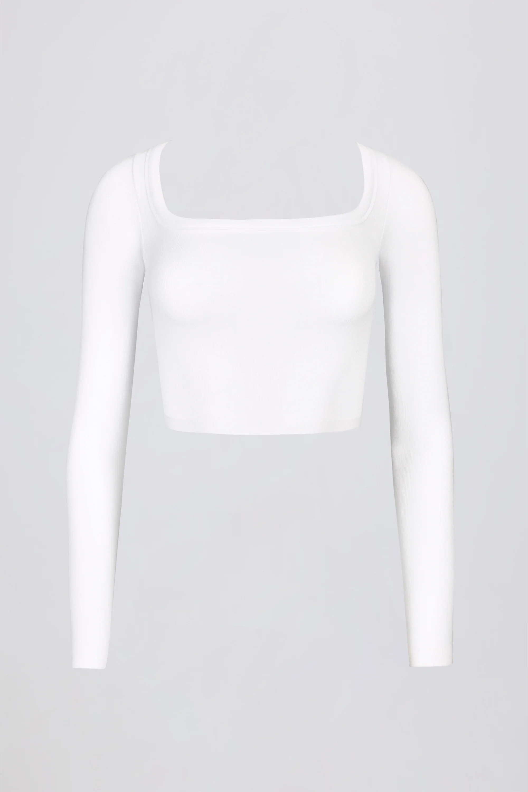 Seamless Soft Rib Cut-Out Crop Top in White - Image 4