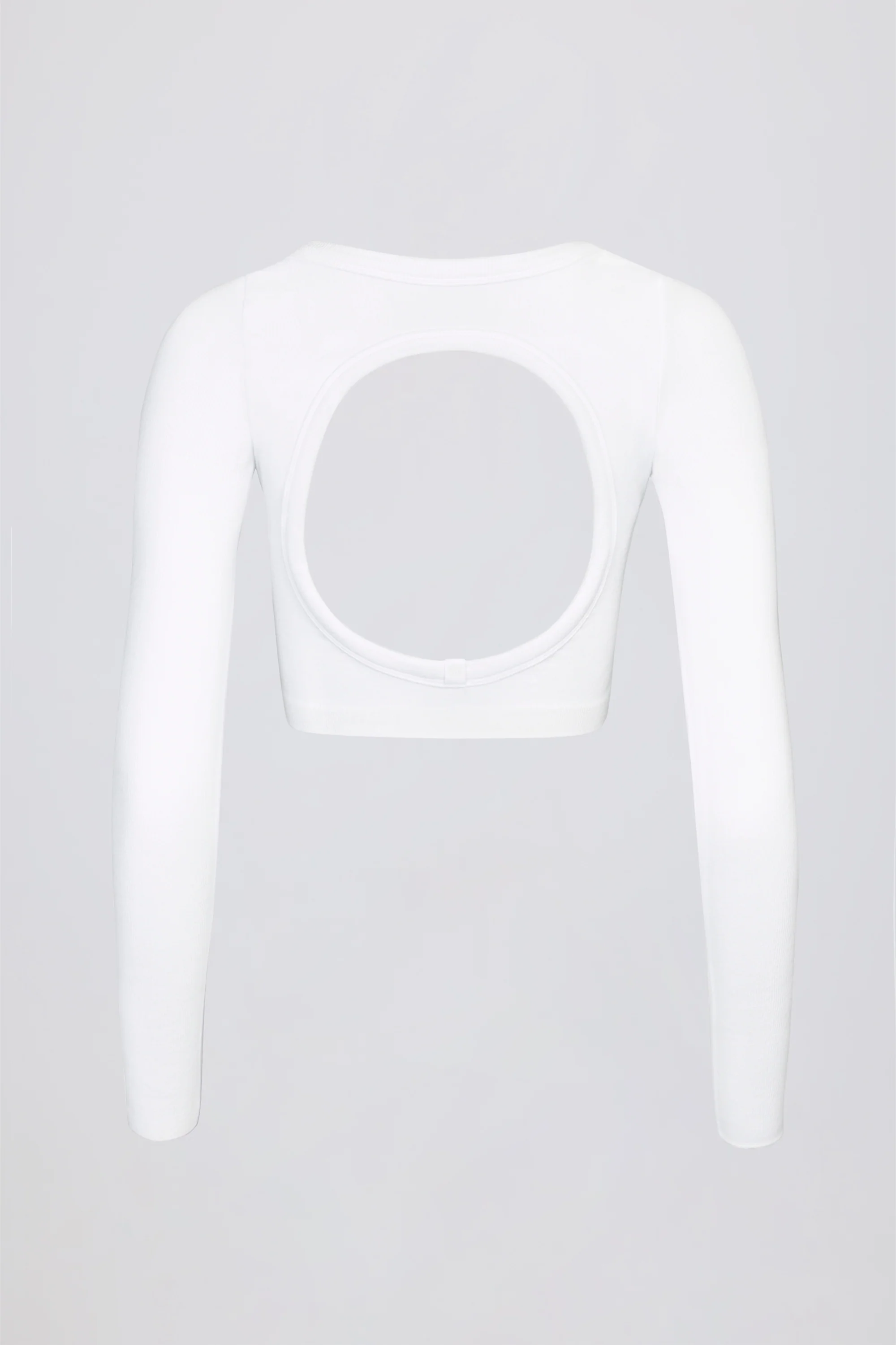 Seamless Soft Rib Cut-Out Crop Top in White - Image 5