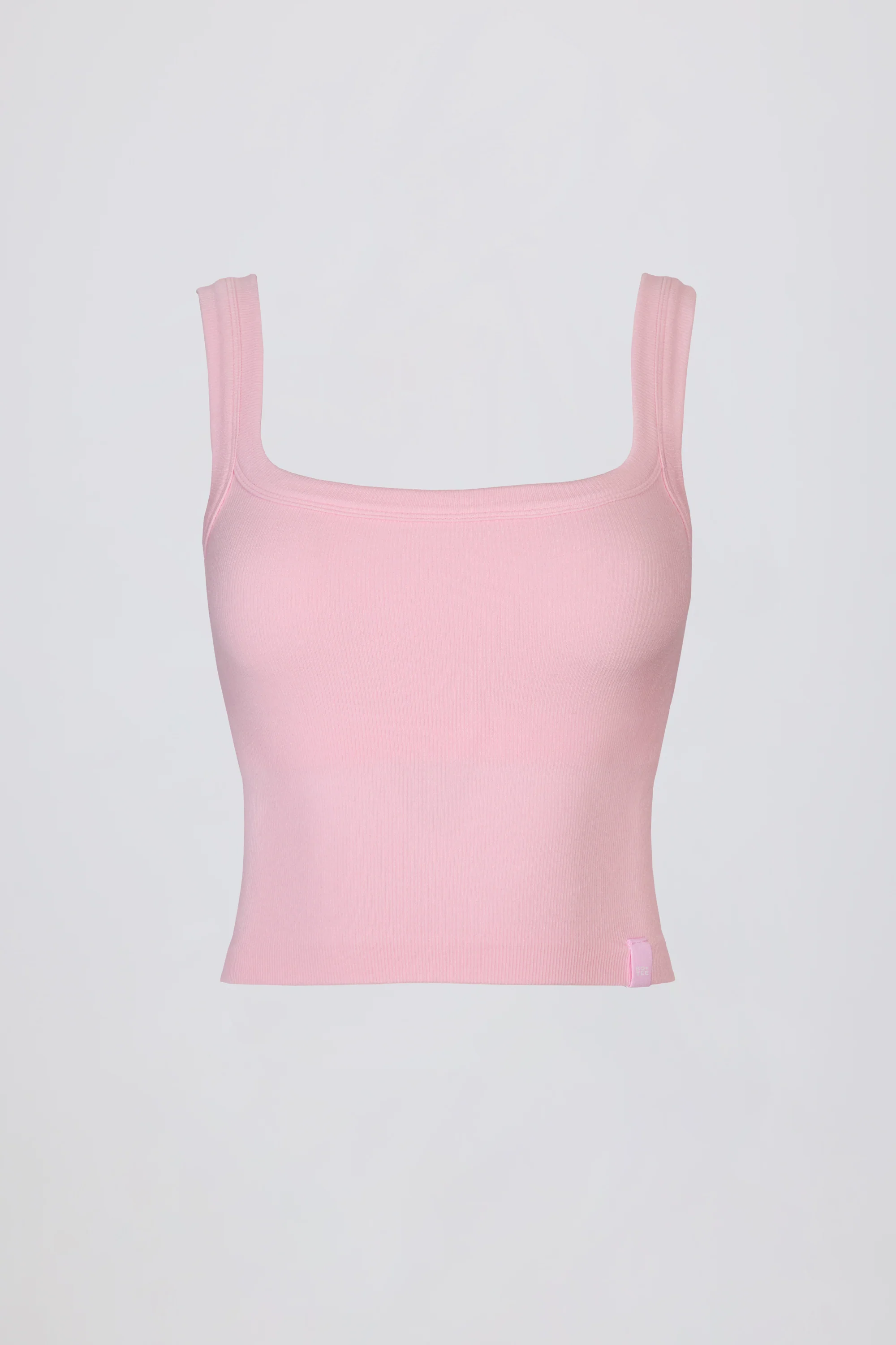 Seamless Soft Rib Square-Neck Tank Top in Powder Pink - Image 4