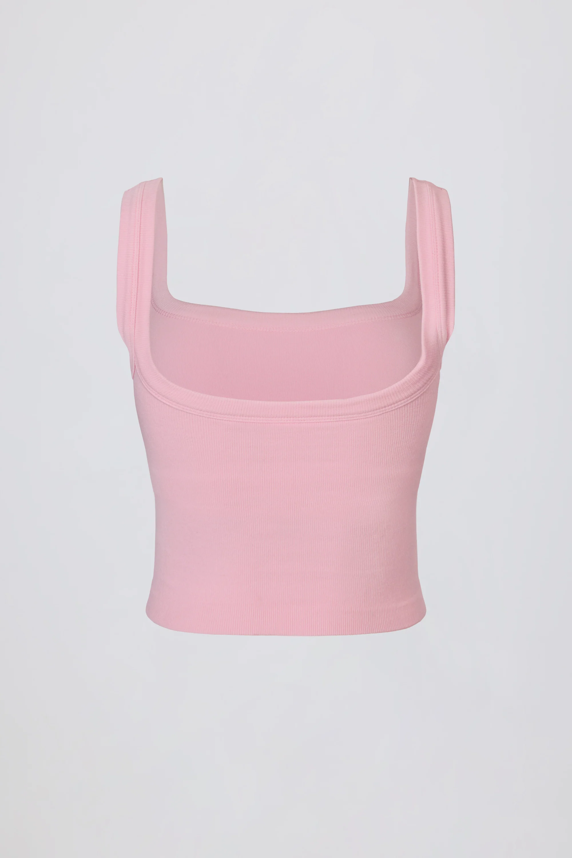 Seamless Soft Rib Square-Neck Tank Top in Powder Pink - Image 5