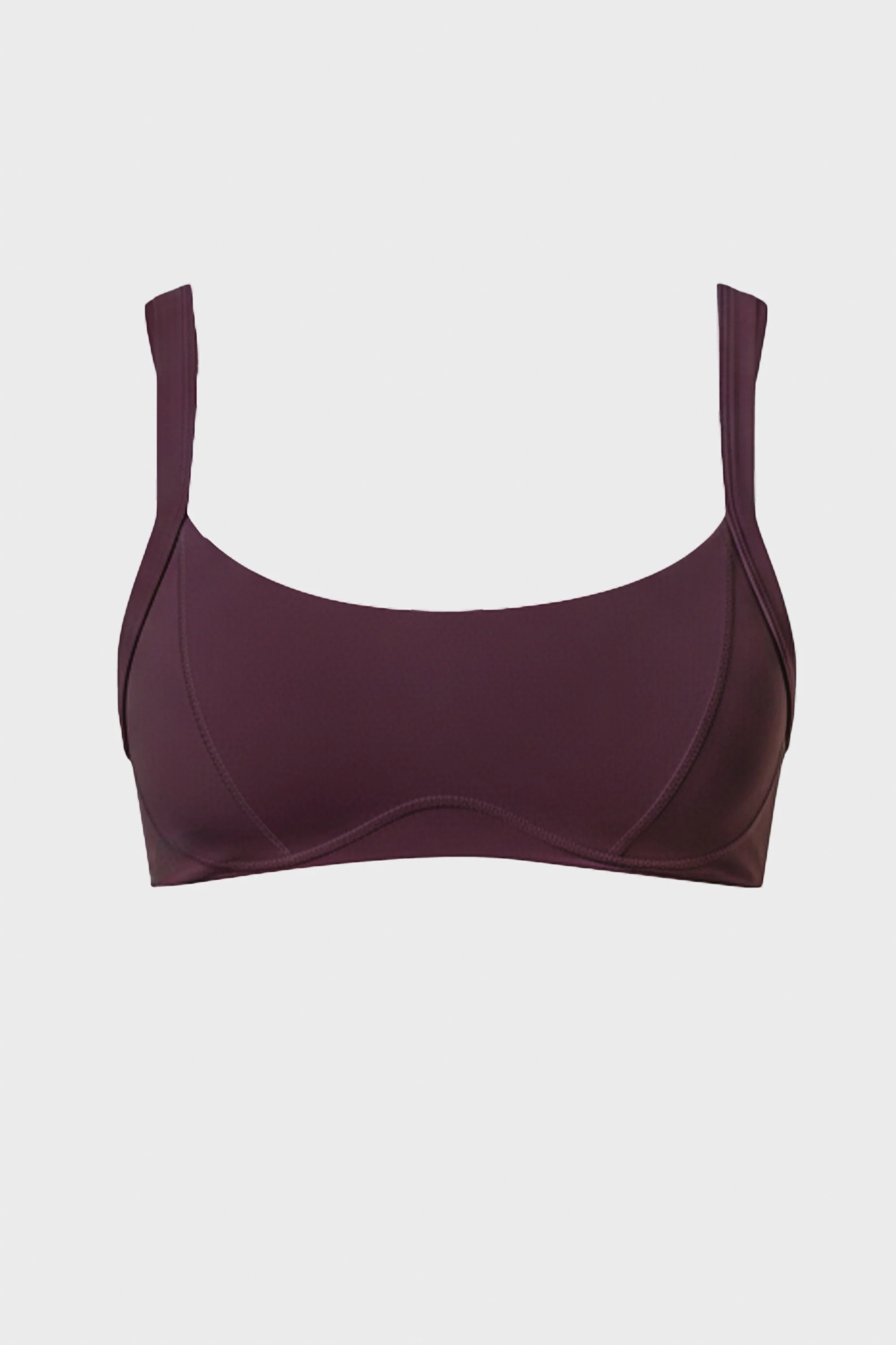 Soft Active Seam-Detail Sports Bra in Plum - Image 3