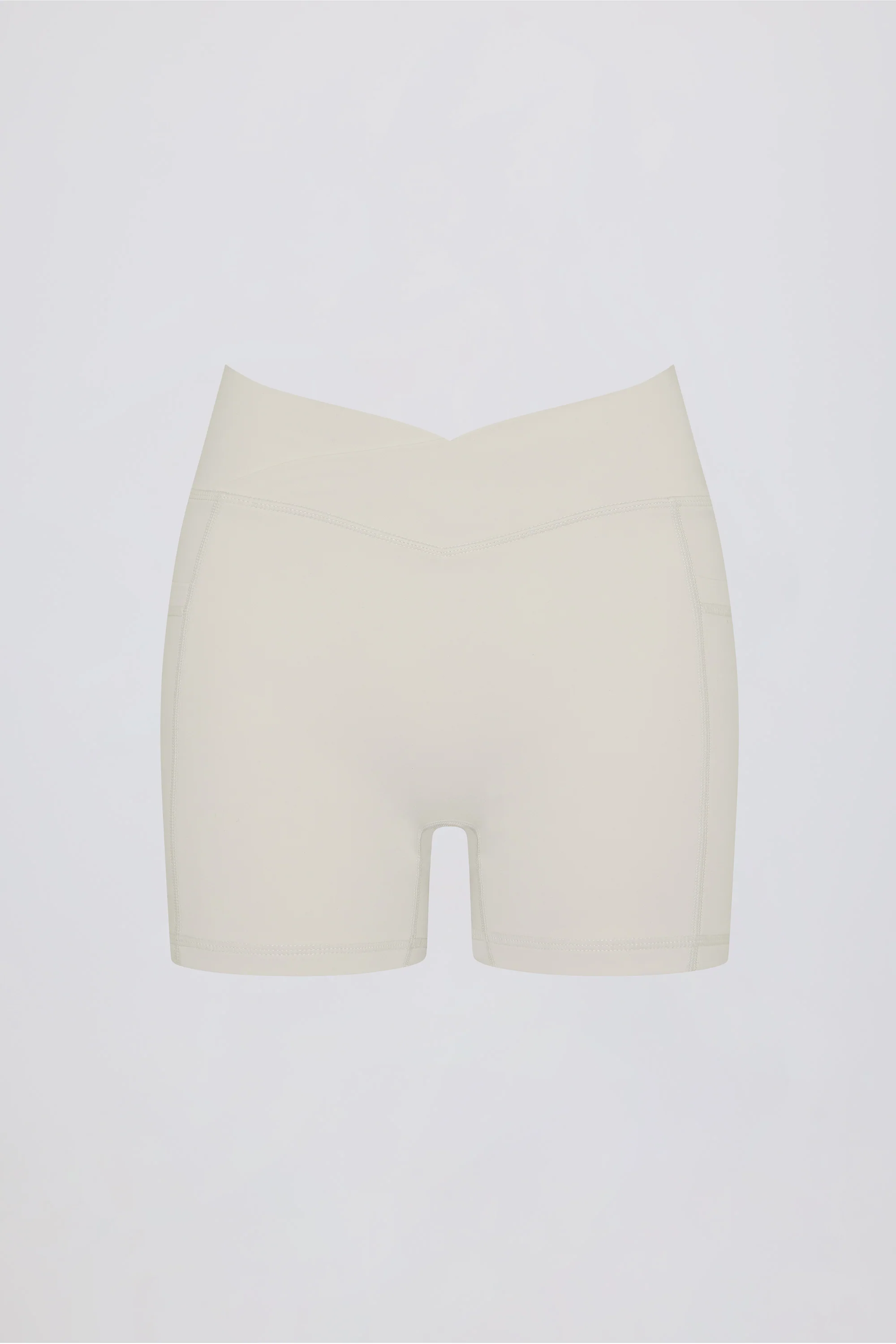 Soft Active Pocket V-Waist Mini Shorts in Cream - Image 4