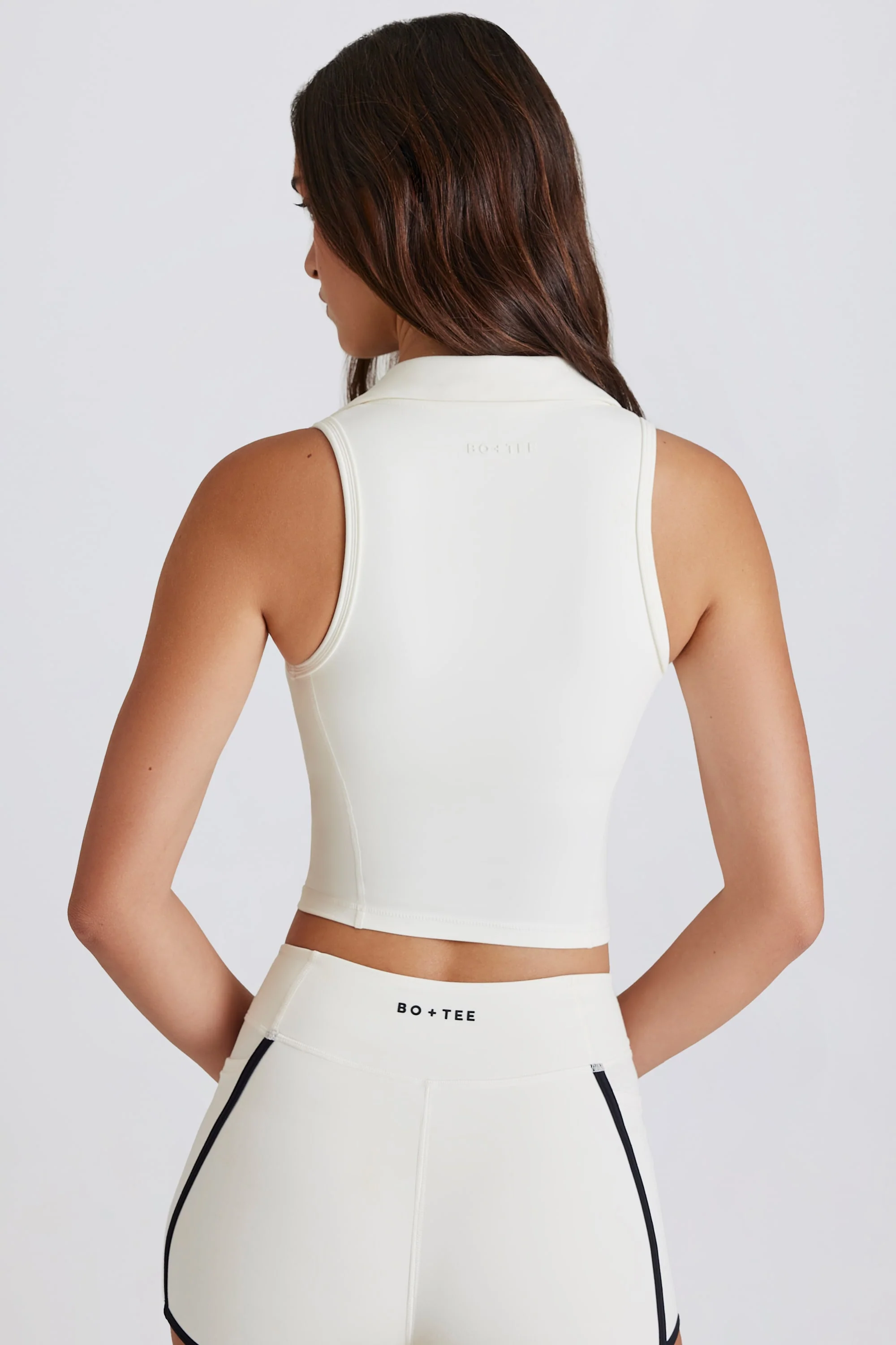 Soft Active Polo Crop Top in Ivory - Image 2