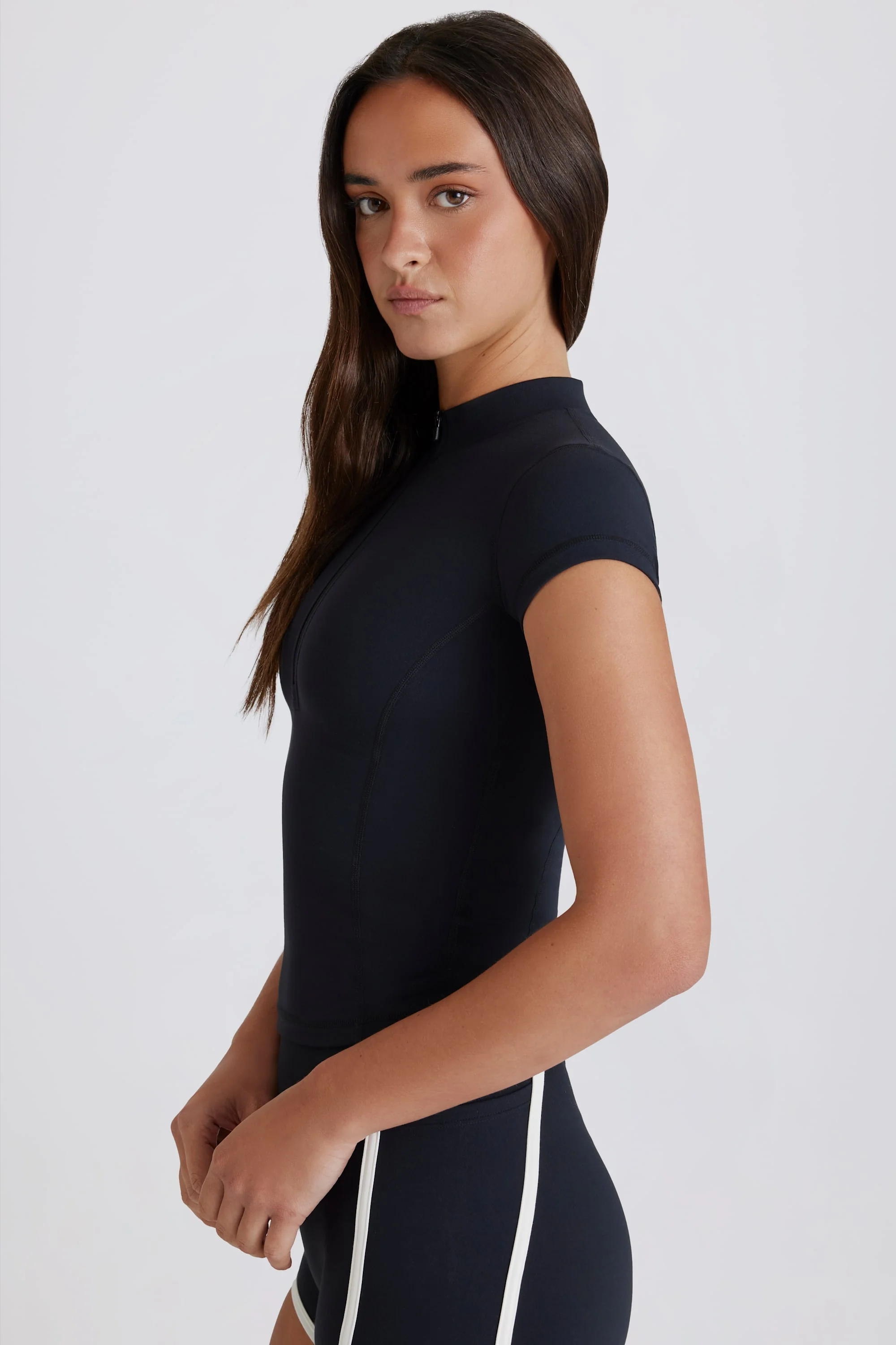 Soft Active Quarter-Zip Top in Black - Image 3