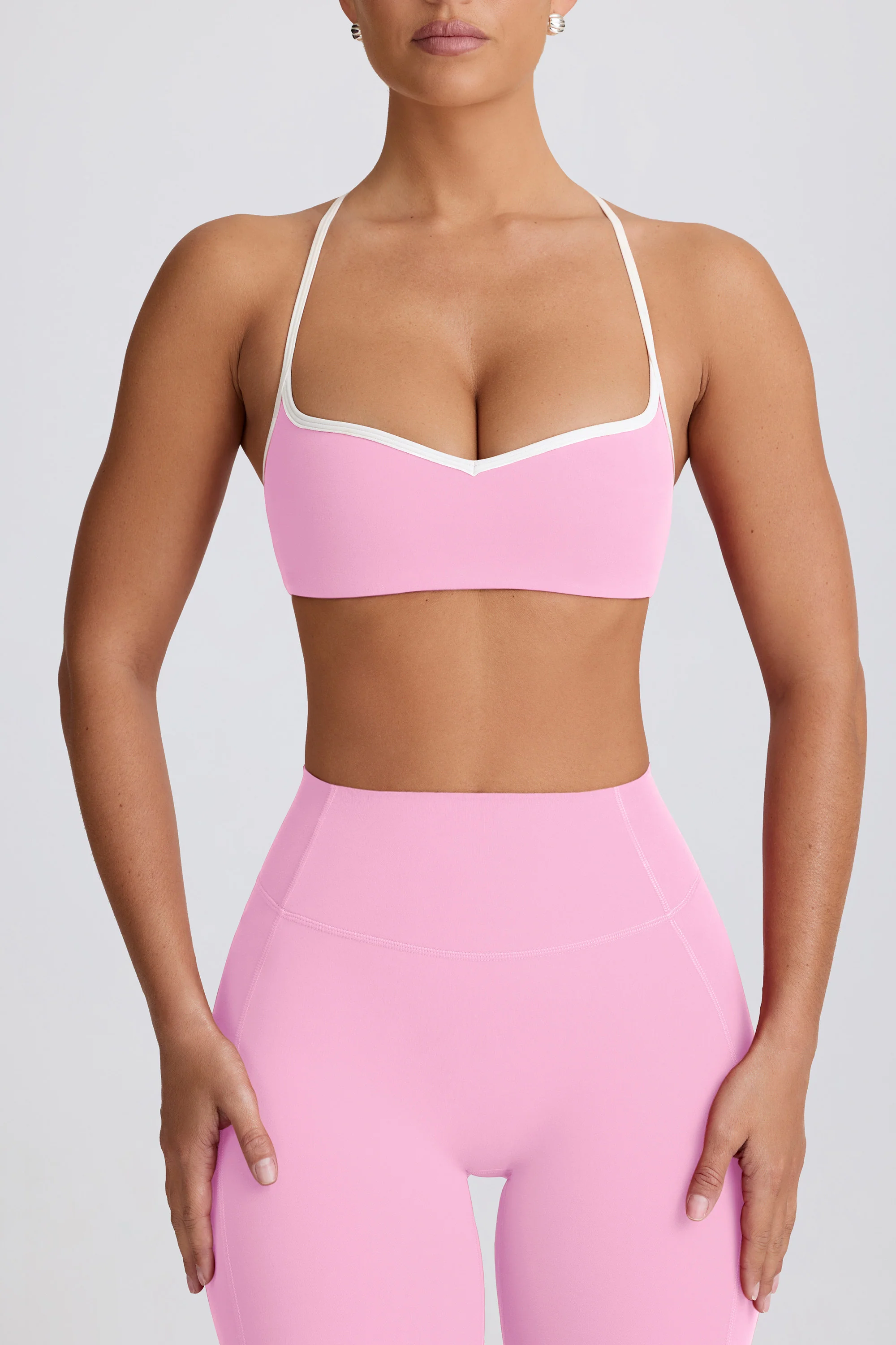 Soft Active Sweetheart-Neck Sports Bra in Baby Pink - Image 4