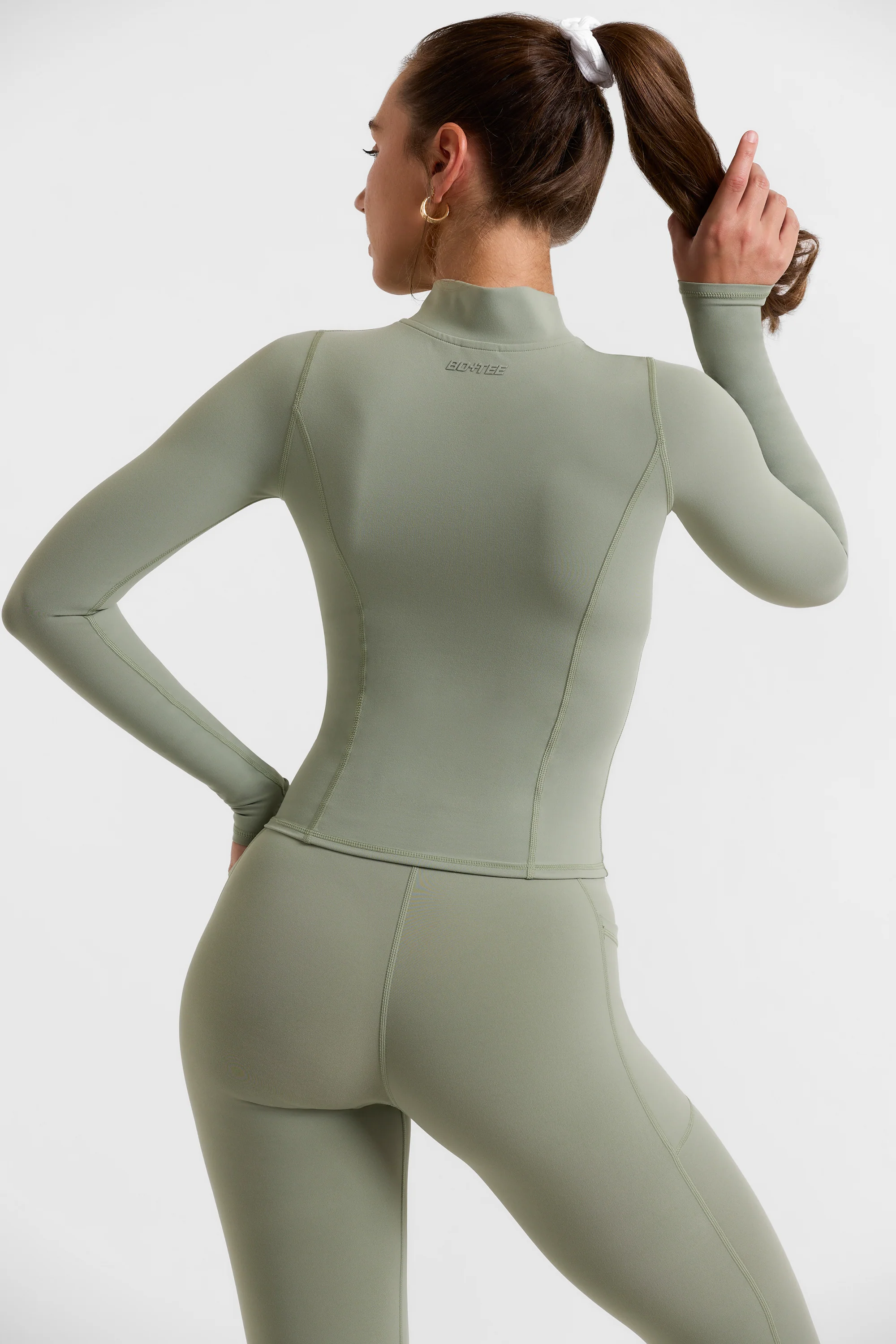 Soft Active Zip-Up Jacket in Khaki - Image 2
