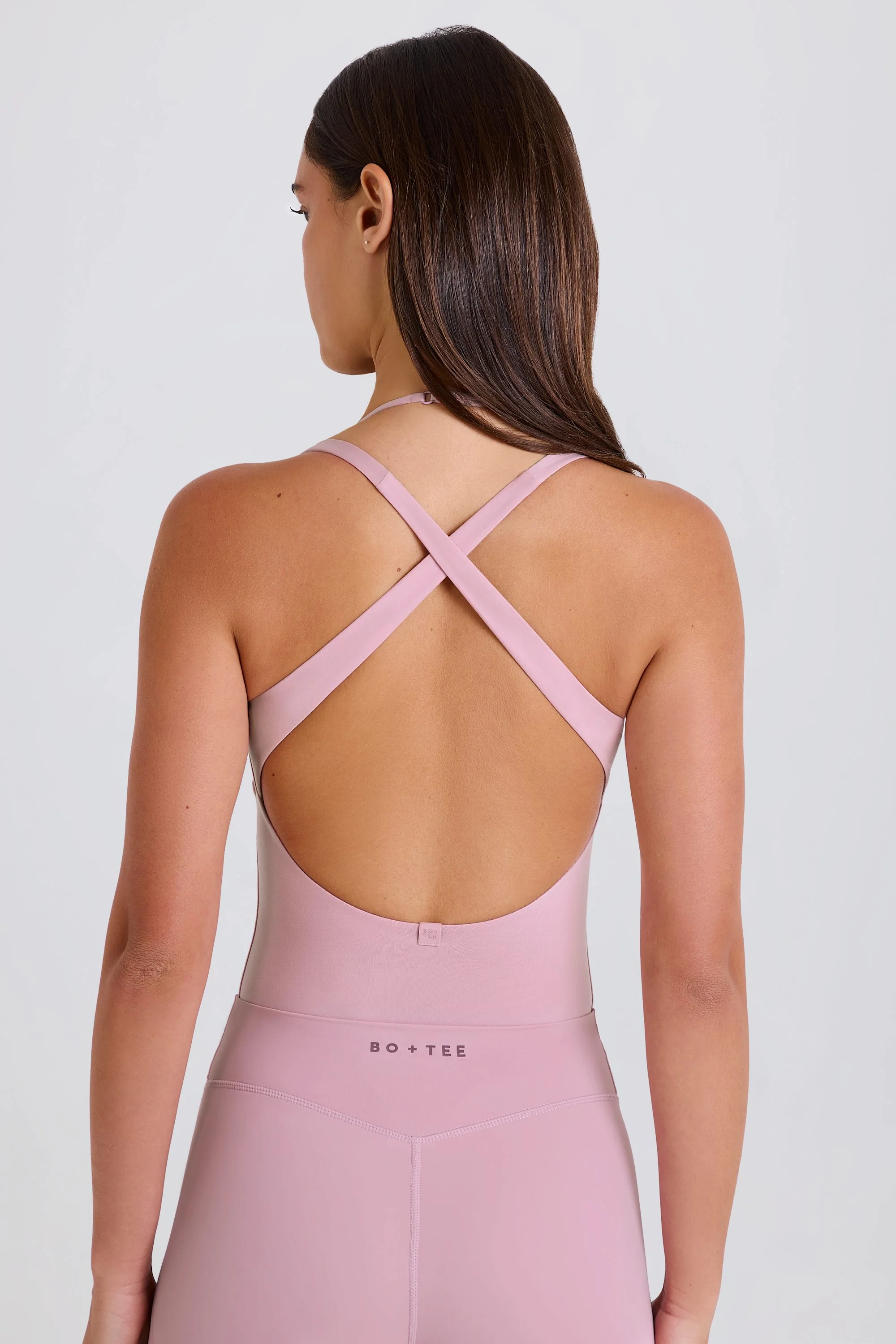 Stretch Cotton Jersey Layered Crossback Bodysuit in Mauve - Image 5