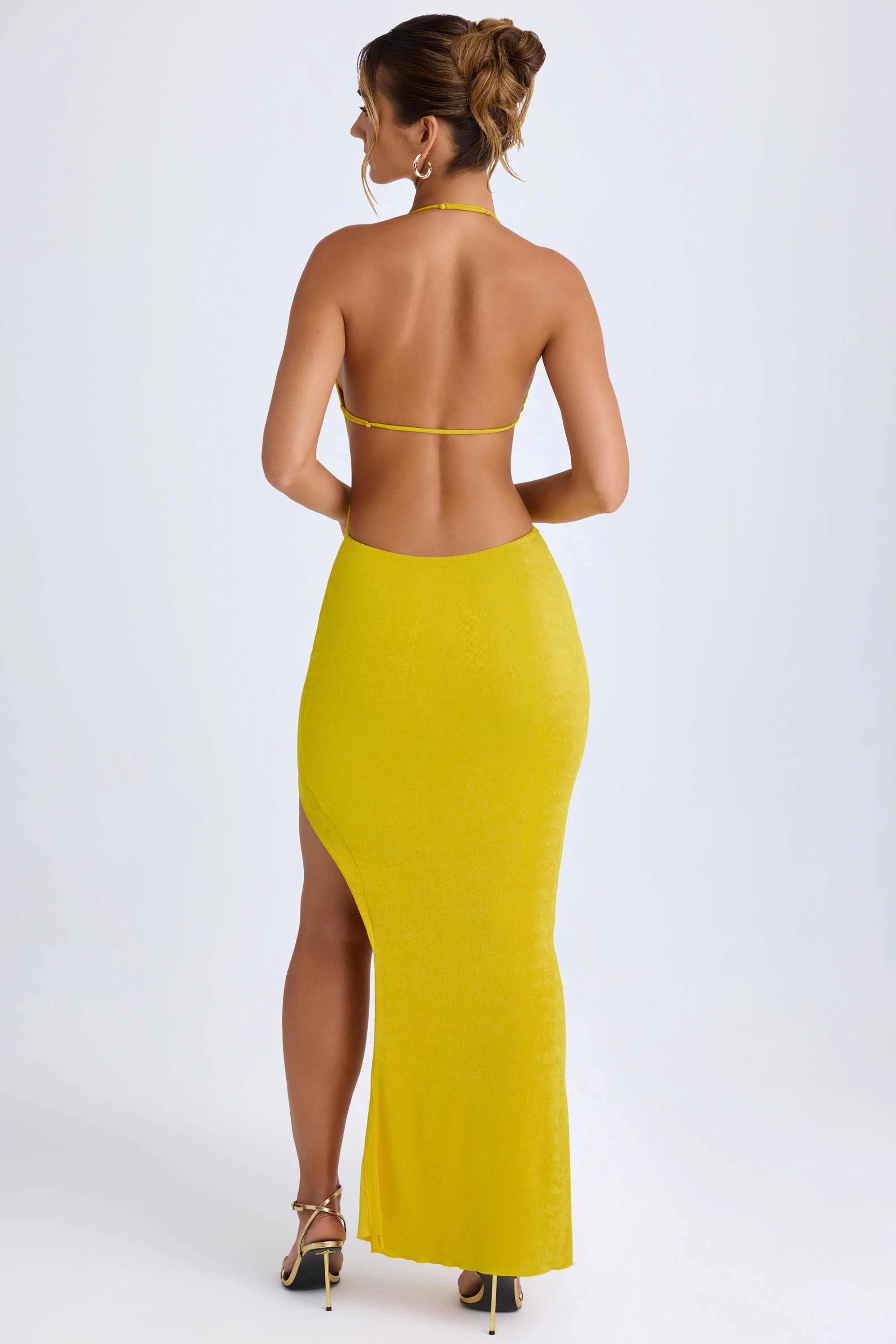 Cut-Out Halterneck Maxi Dress in Buttercup - Image 2