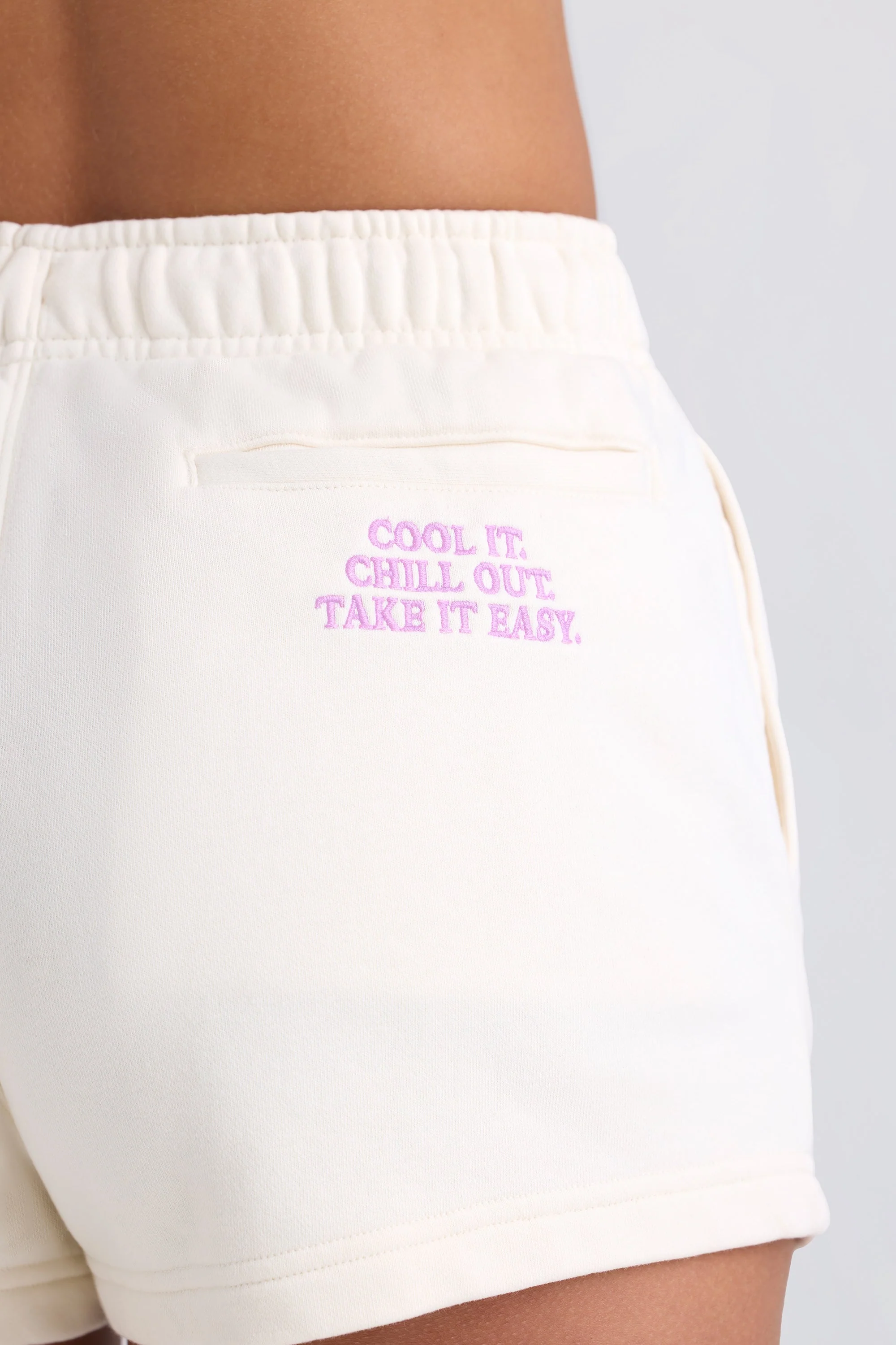 Mid-Rise Sweat Shorts in Eggshell - Image 4