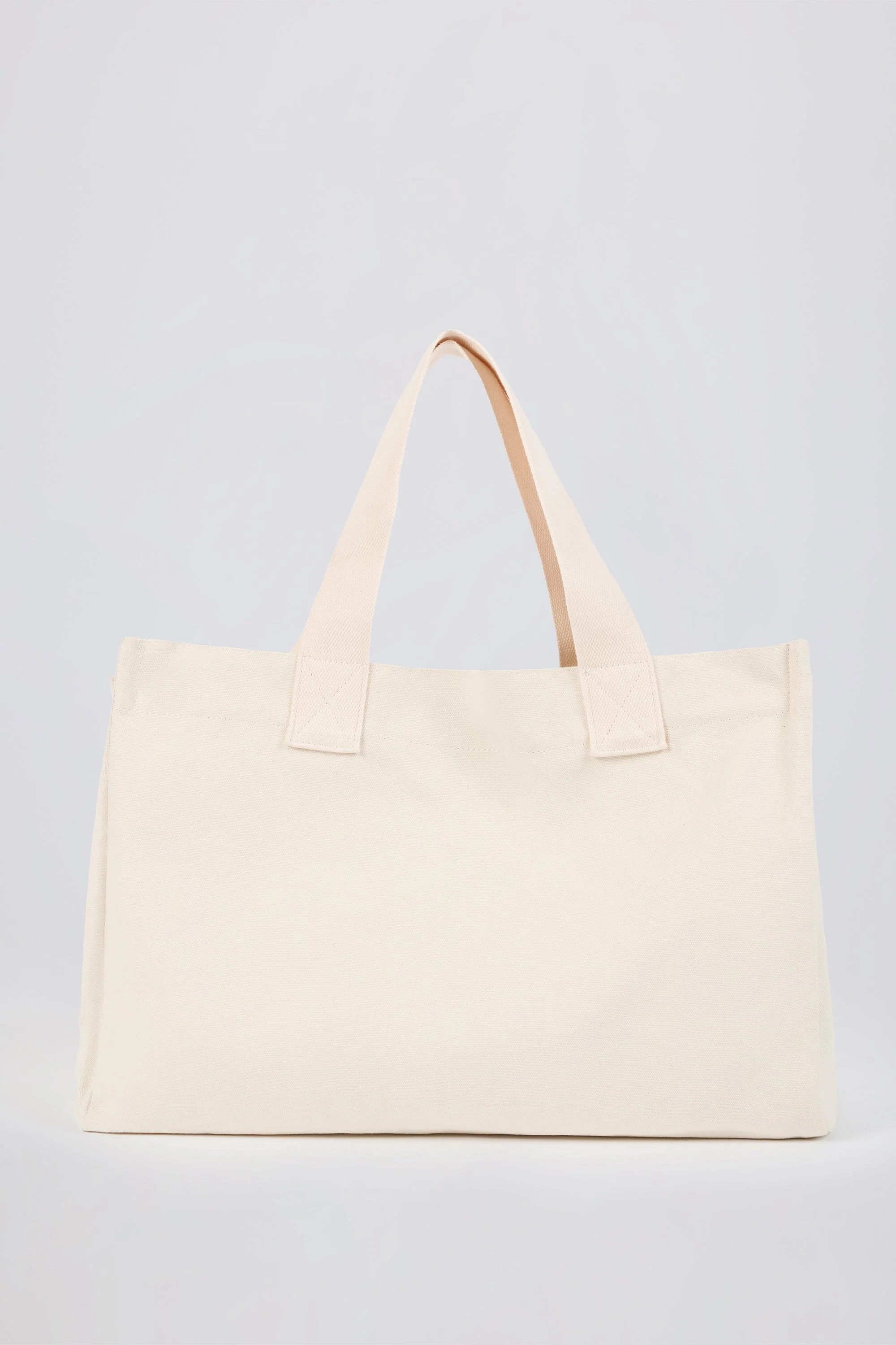 Oversized Canvas Tote Bag in Egg Shell - Image 2