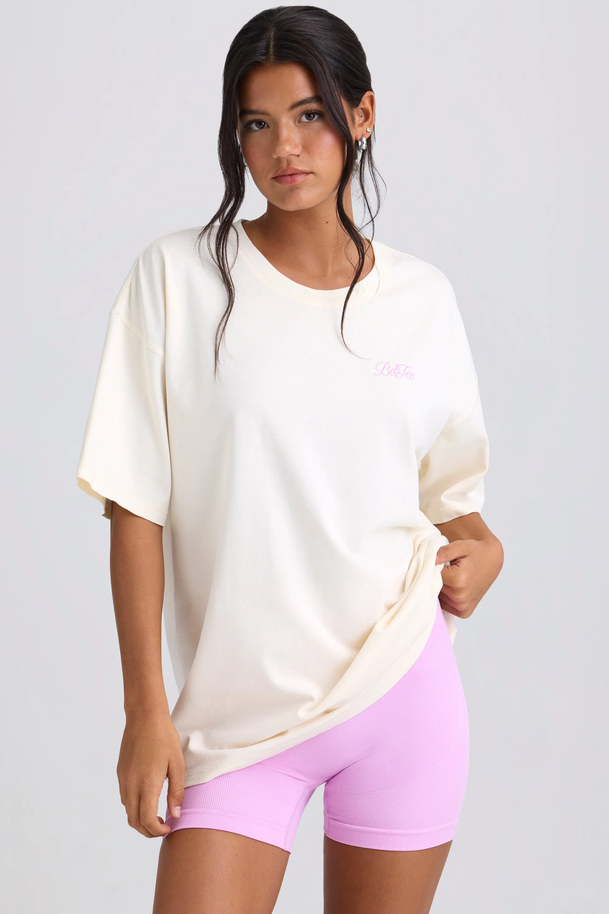 Oversized Short-Sleeve T-Shirt in Egg Shell - Image 2