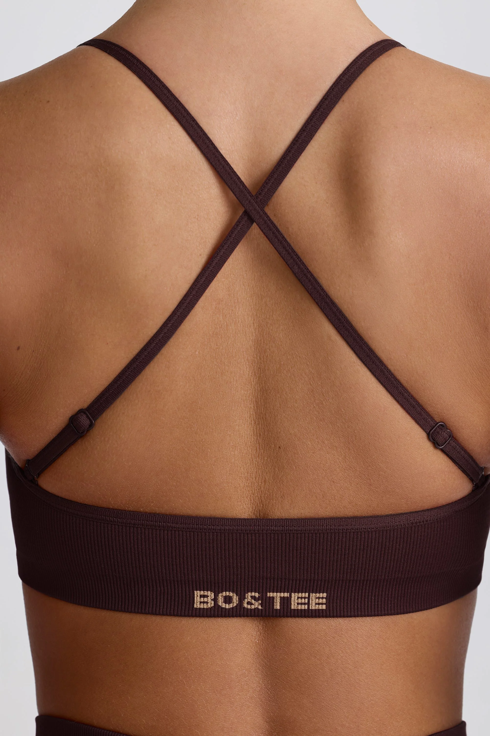 Super Sculpt Seamless Cross-Back Sports Bra in Chocolate - Image 5