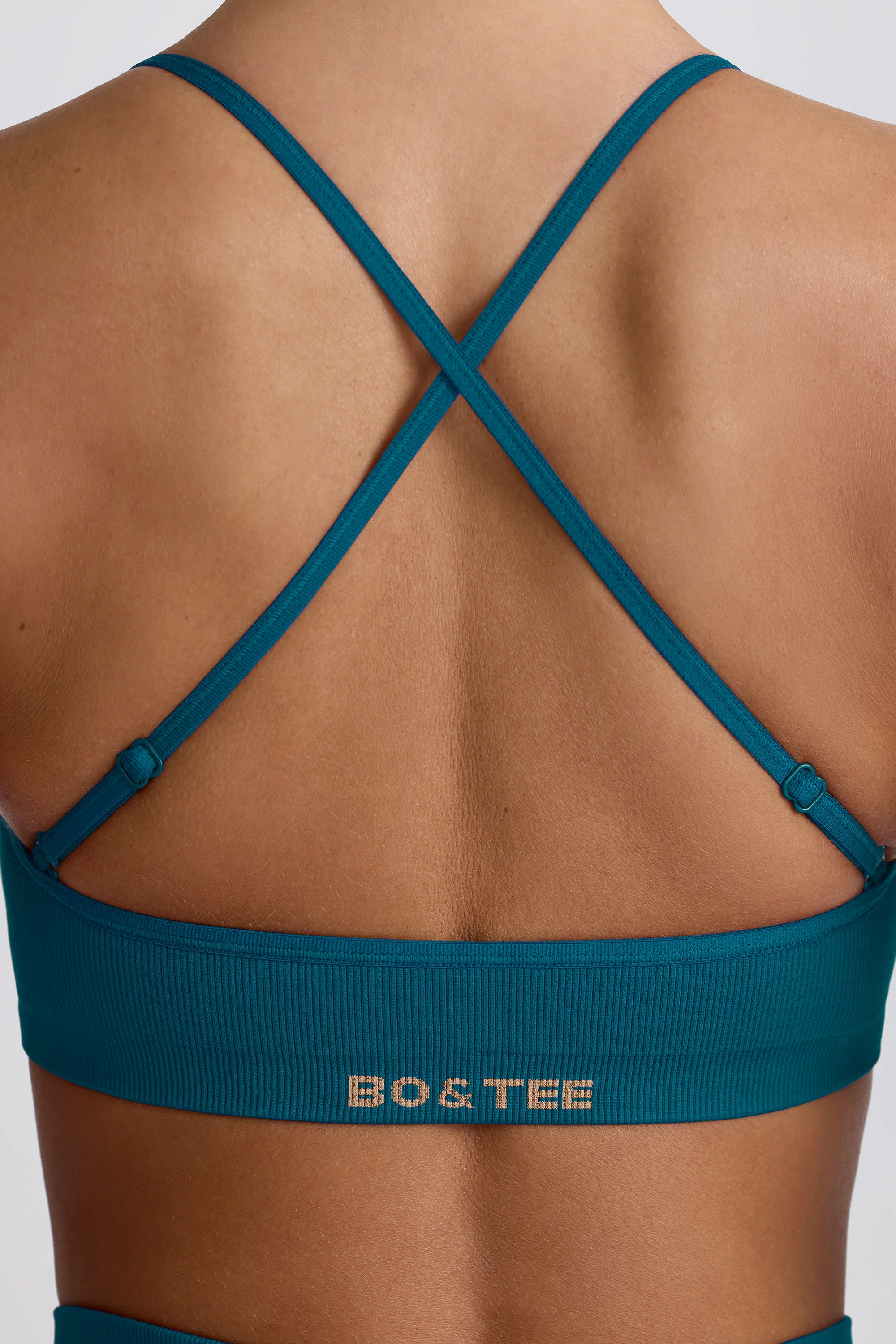Super Sculpt Seamless Cross-Back Sports Bra in Teal - Image 15