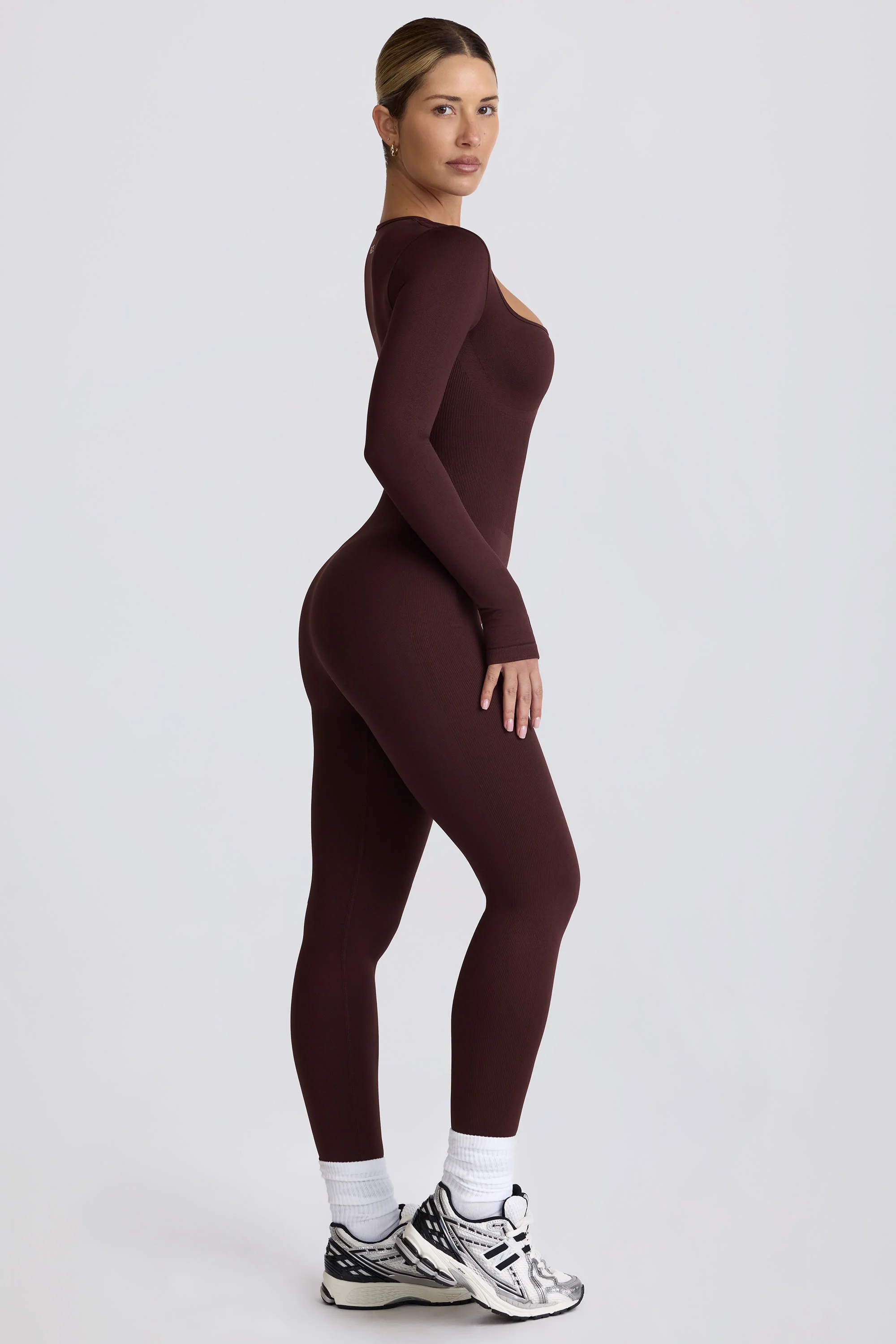 Super Sculpt Seamless Full-Length Jumpsuit in Chocolate - Image 4