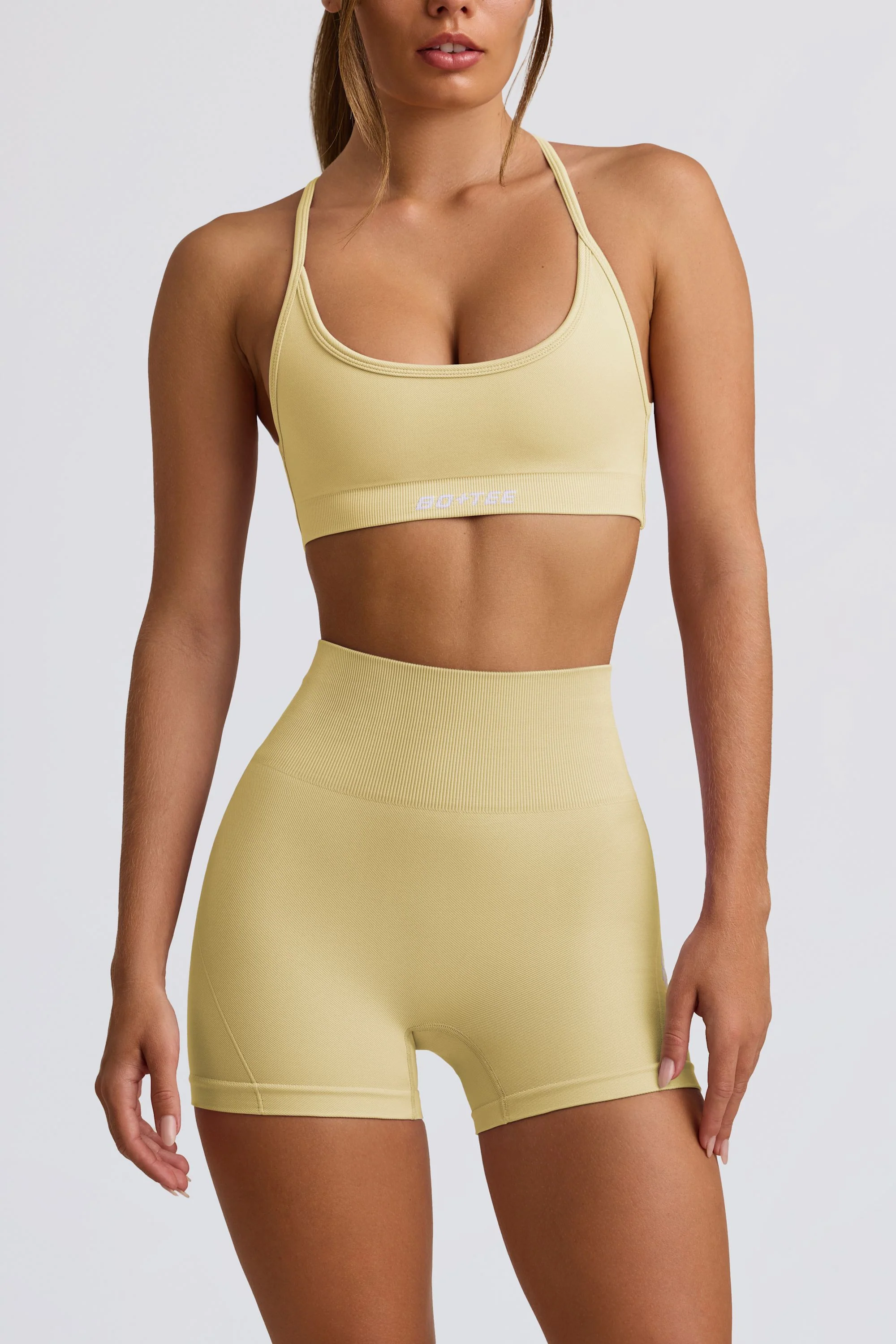 Super Sculpt Seamless Backless Sports Bra in Butter Yellow - Image 7