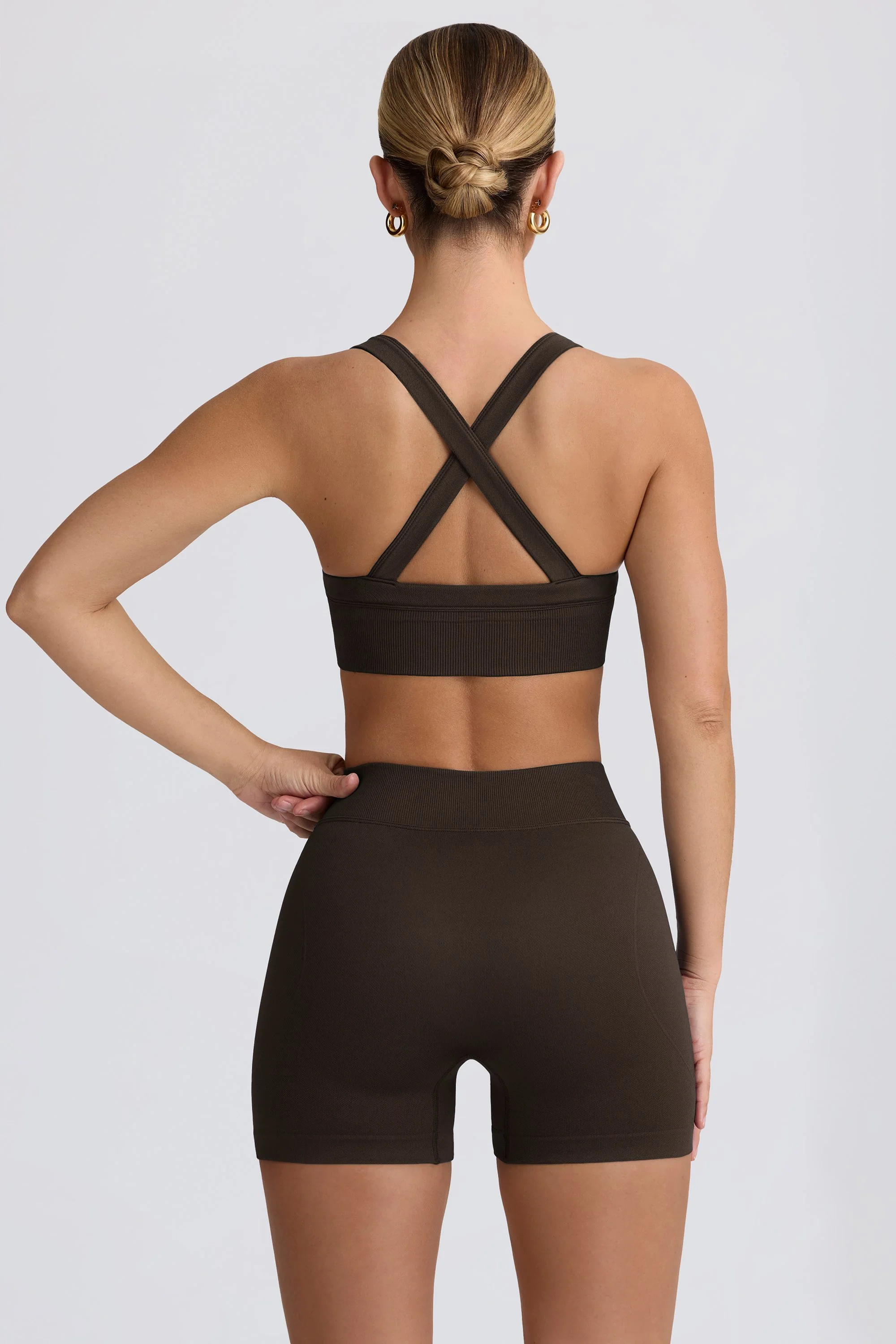 Super Sculpt Seamless Mini Shorts in Brown - Image 3