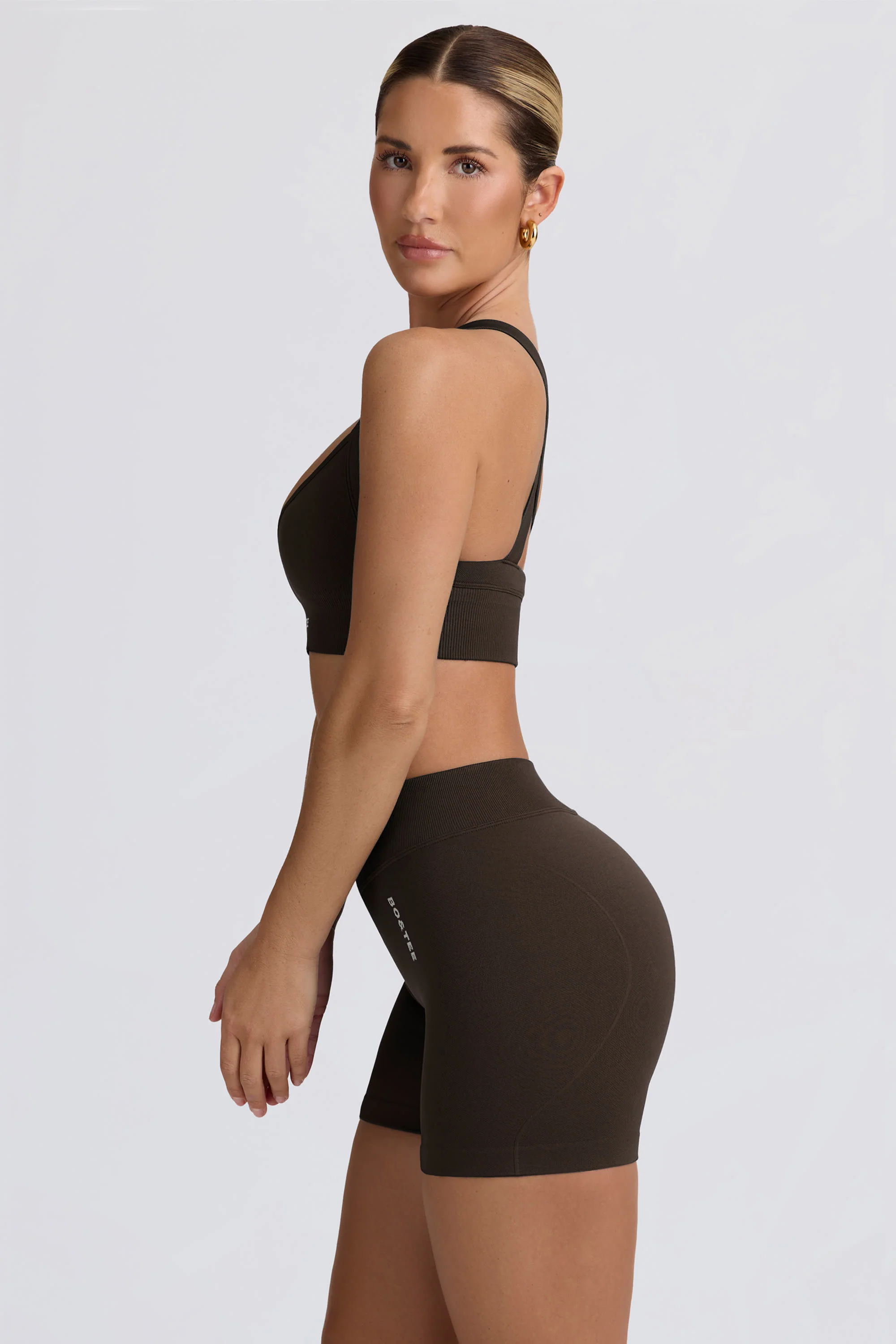 Super Sculpt Seamless Mini Shorts in Brown - Image 4