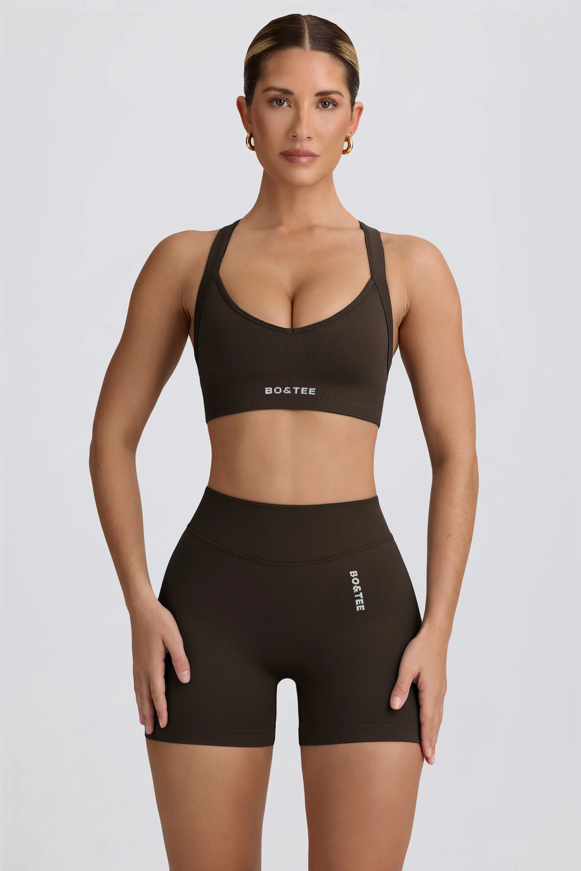 Super Sculpt Seamless Mini Shorts in Brown - Image 5