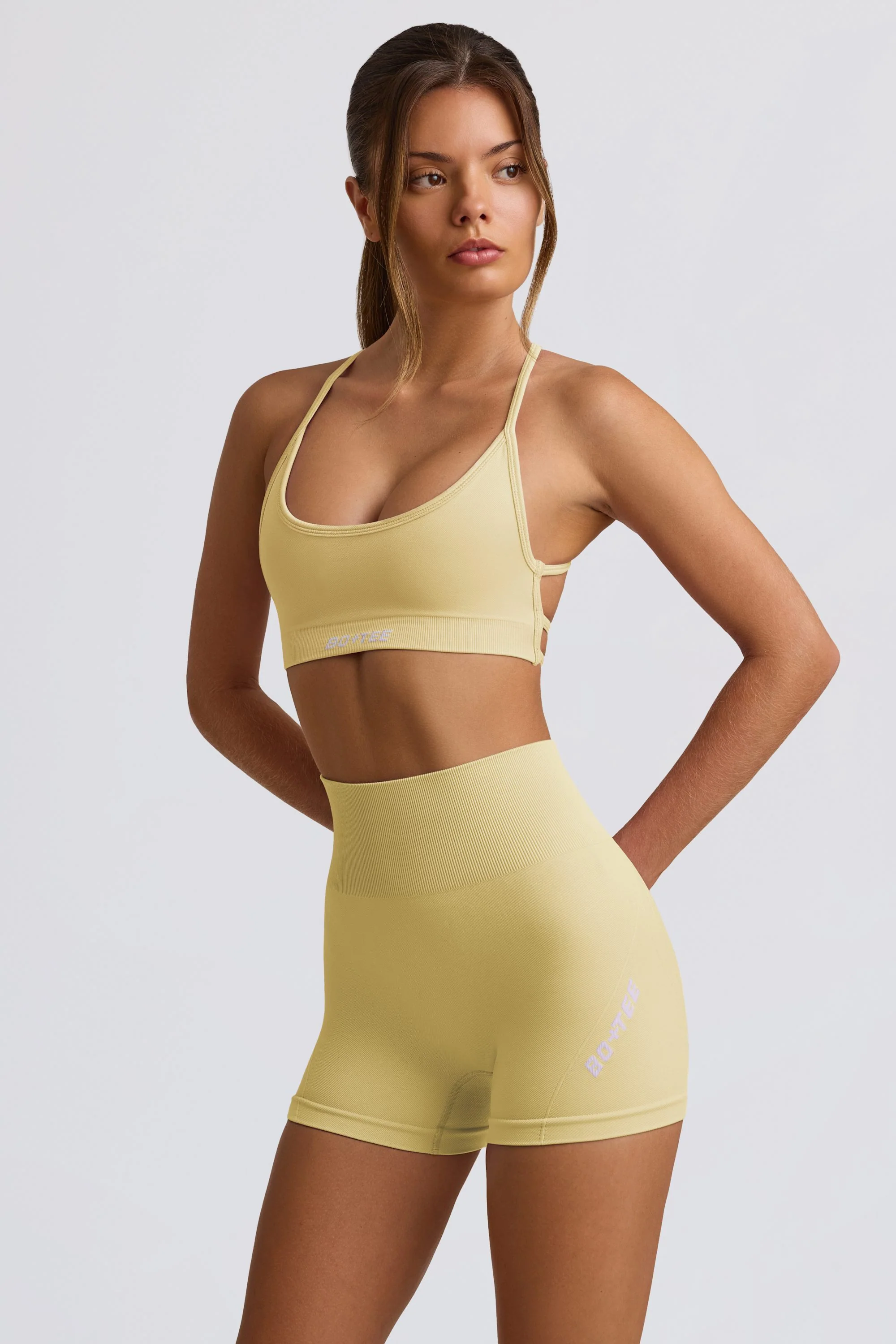 Super Sculpt Seamless Mini Shorts in Butter Yellow - Image 3