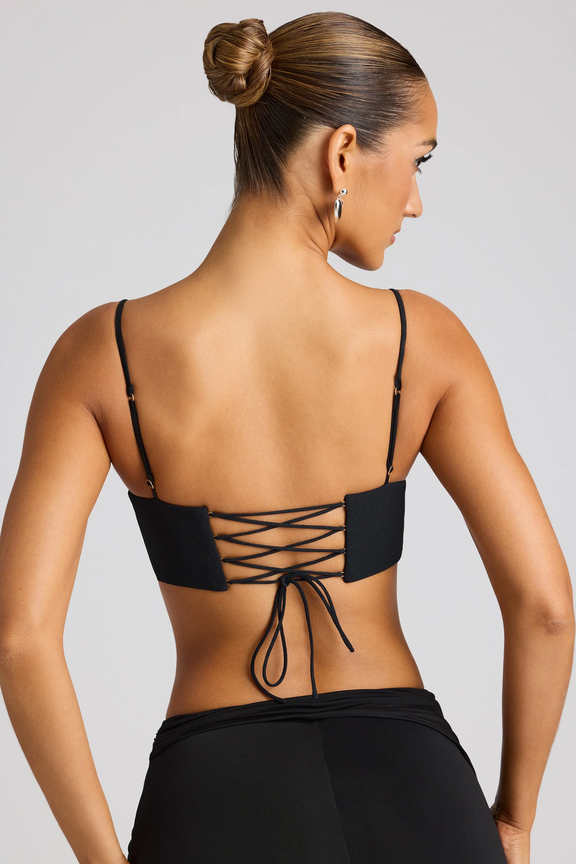 Embellished Statement Heart Shaped Crop Top in Black - Image 7