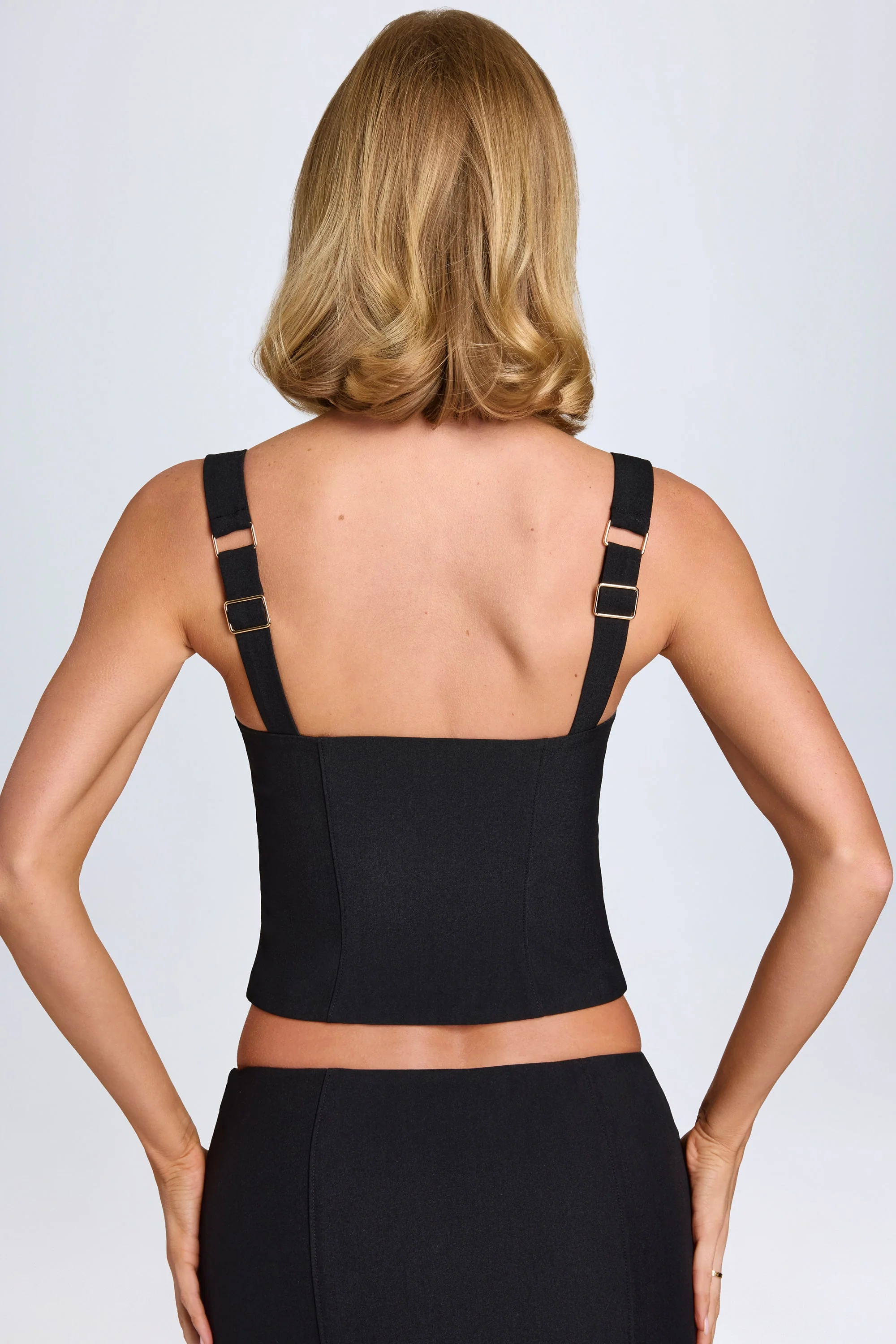 Hook-And-Eye Corset Top in Black - Image 2