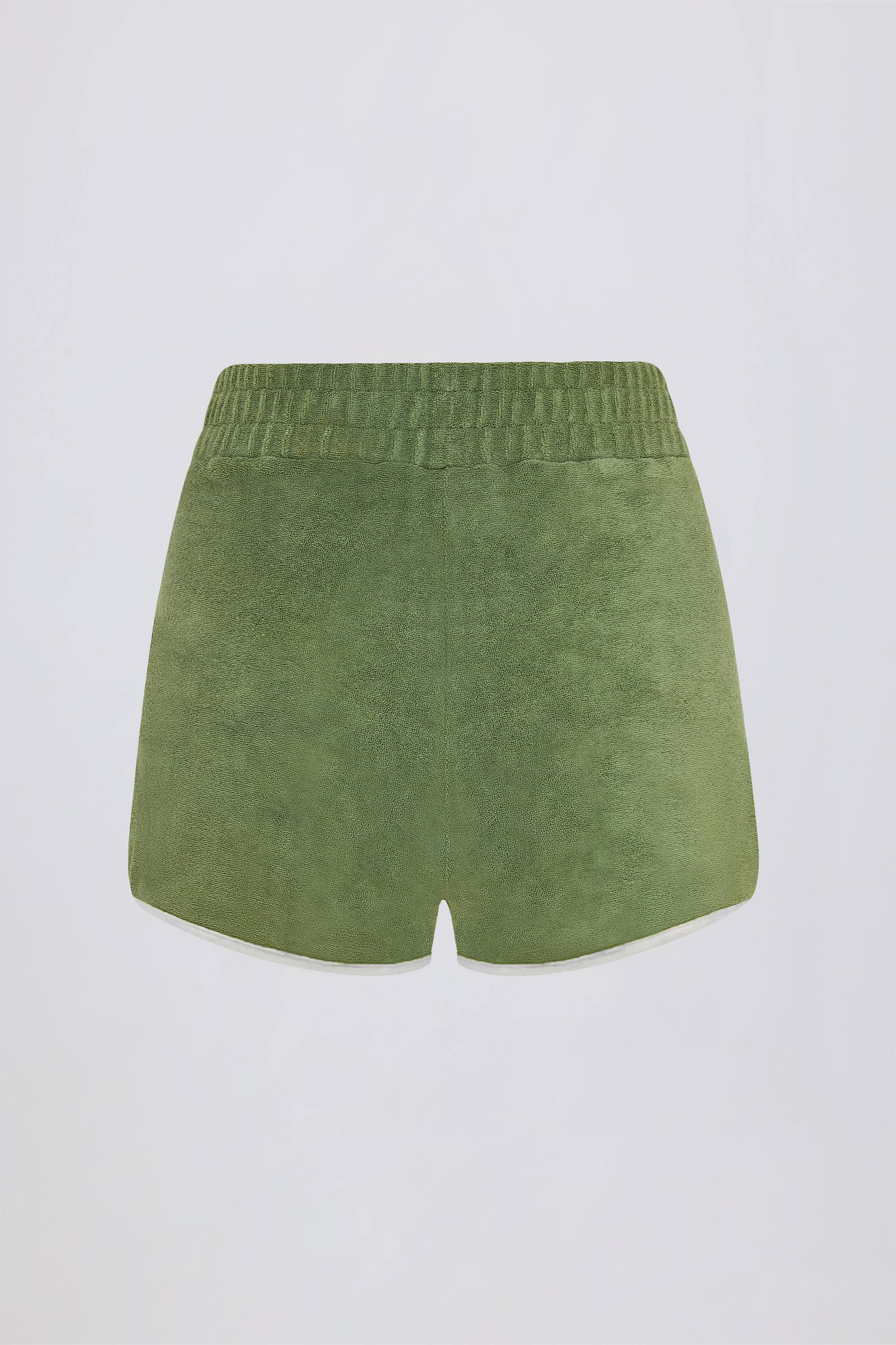 Terry Towelling Mid-Rise Shorts in Green - Image 2