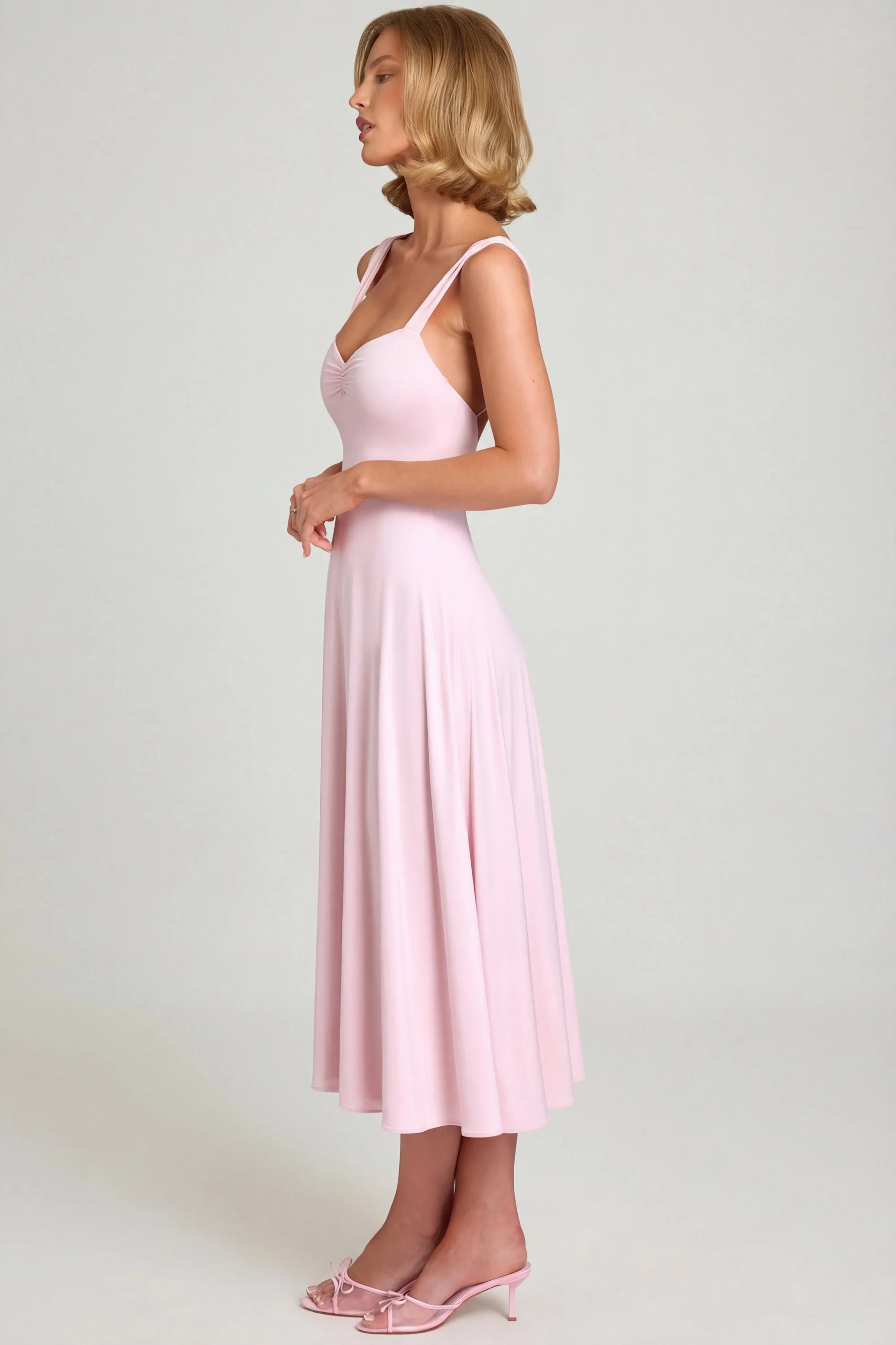 Sweetheart-Neck Ruched Midaxi Dress in Blush - Image 3