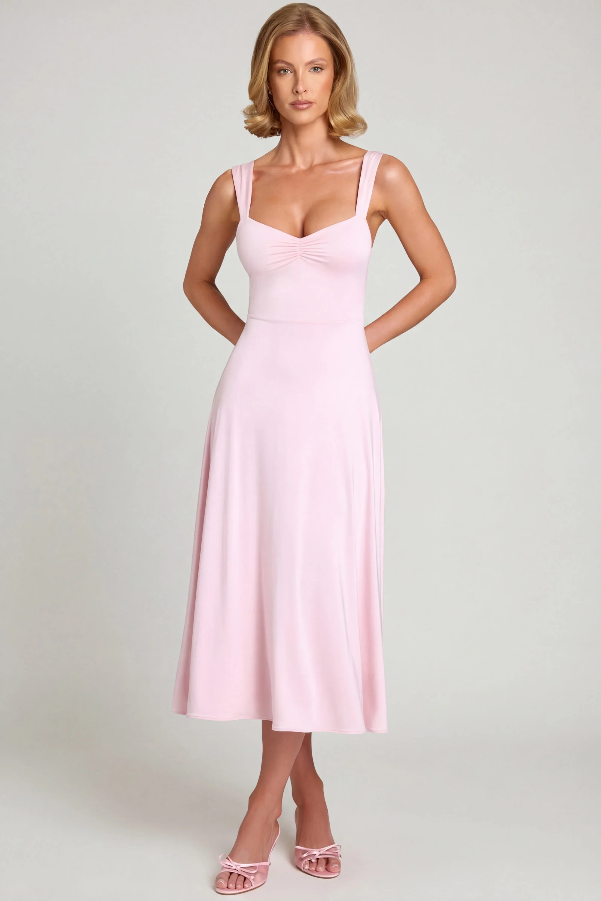 Sweetheart-Neck Ruched Midaxi Dress in Blush - Image 4