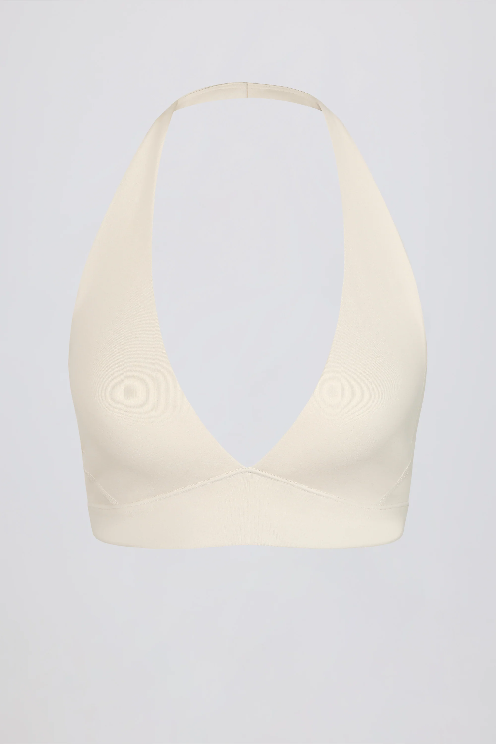 Brushed Jersey V-Neck Sports Bra in Ivory Marl - Image 5