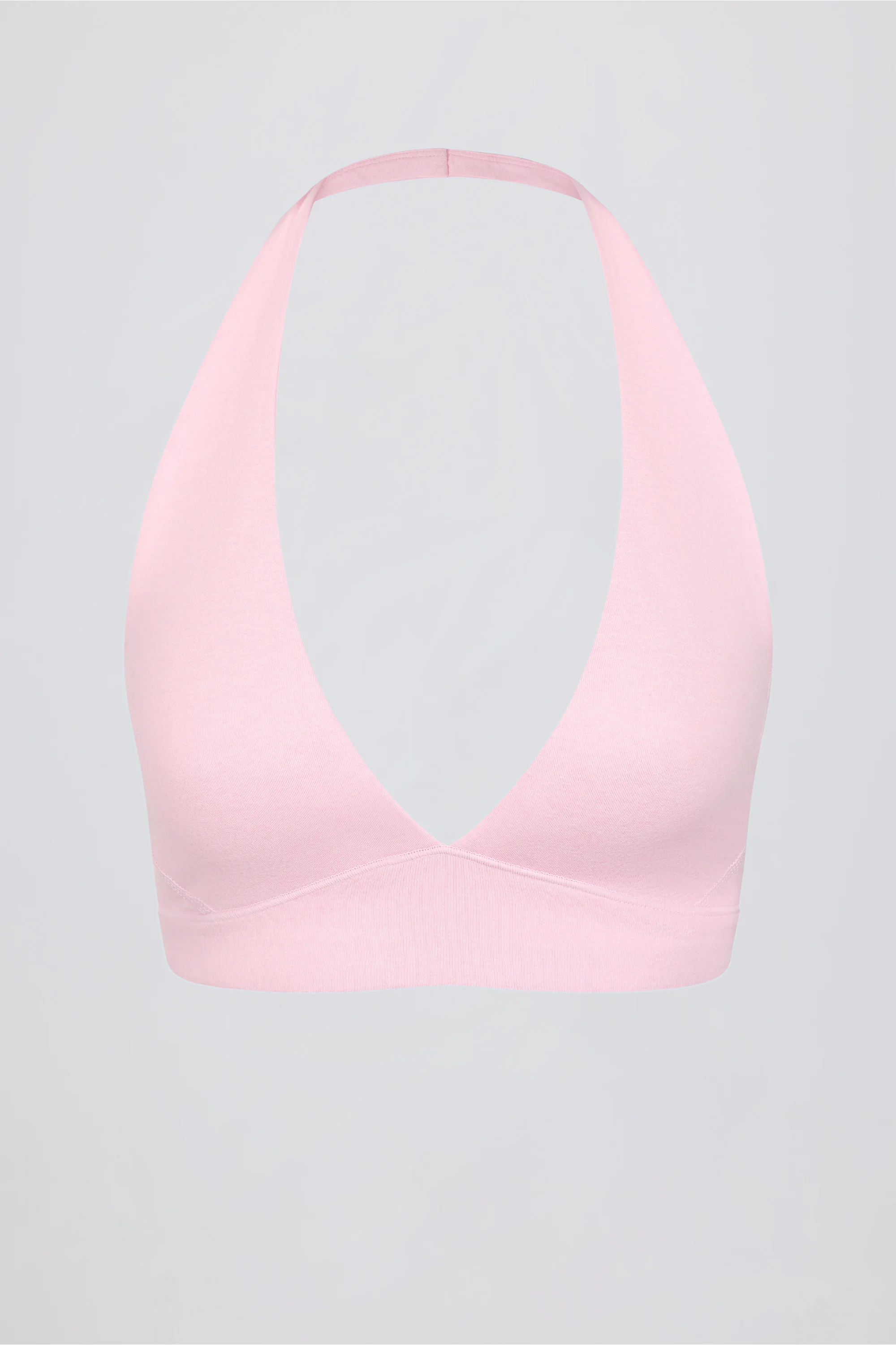 Brushed Jersey V-Neck Sports Bra in Pale Pink Marl - Image 5
