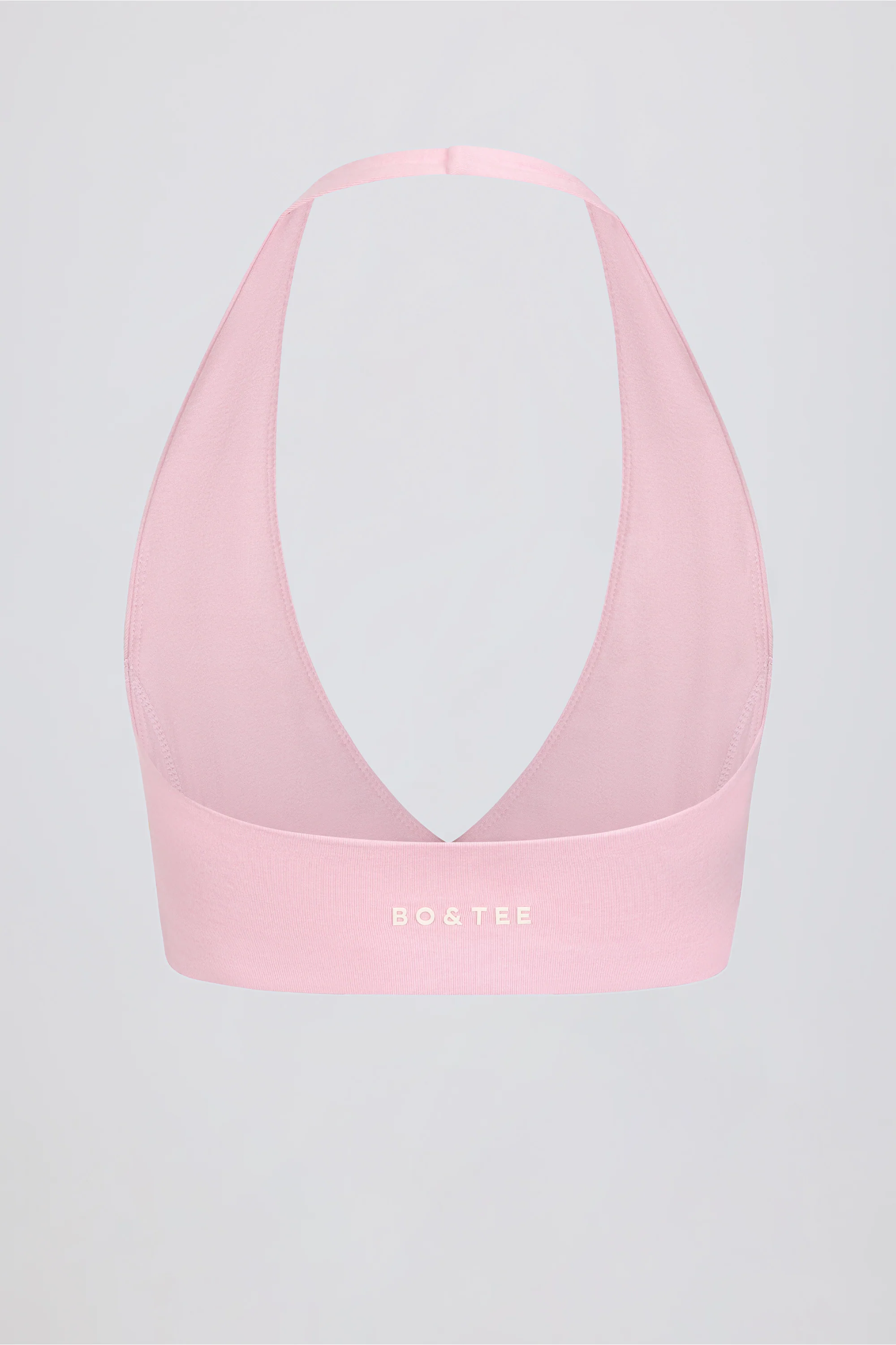 Brushed Jersey V-Neck Sports Bra in Pale Pink Marl - Image 7