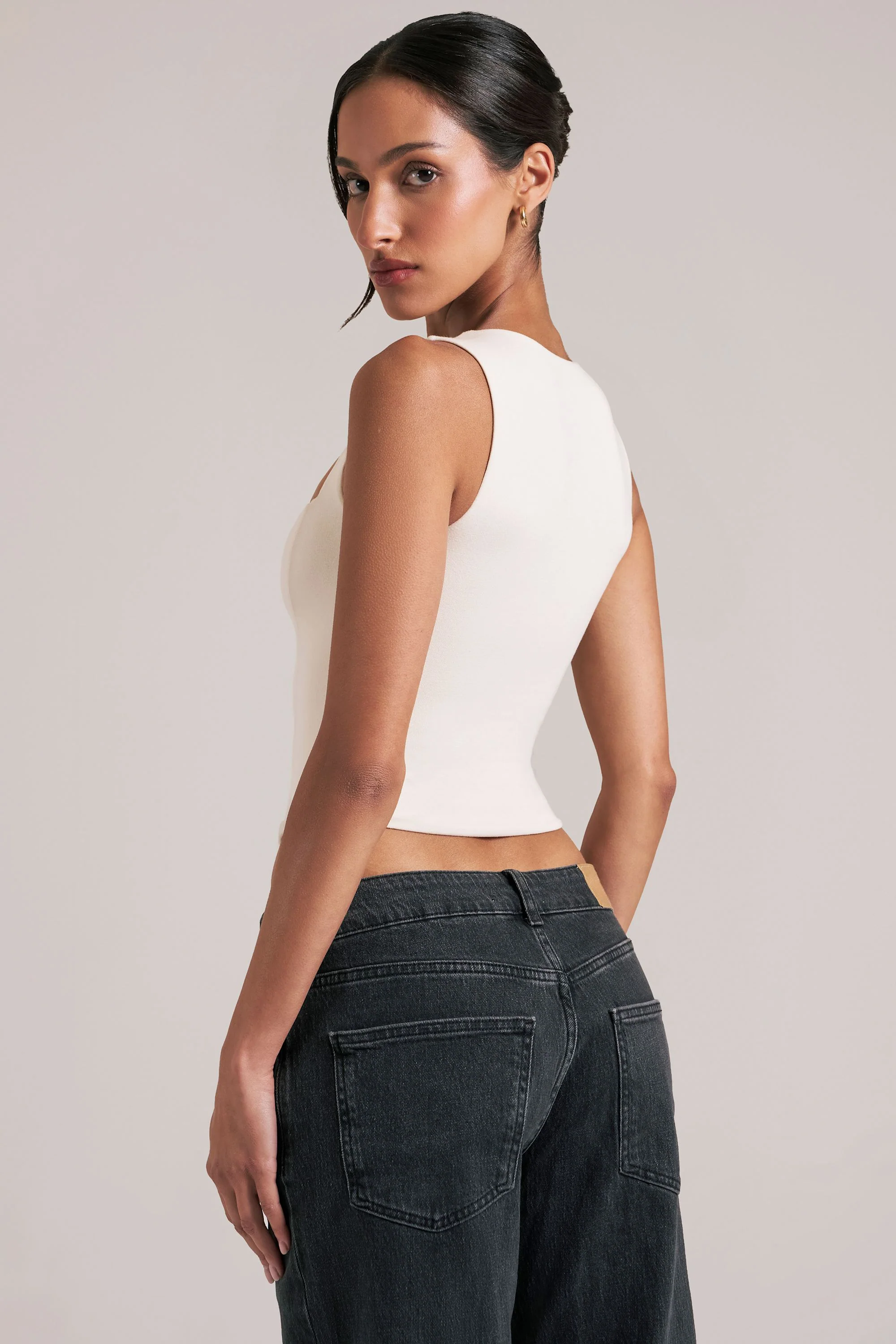 Modal Square-Neck Top in Ivory - Image 2