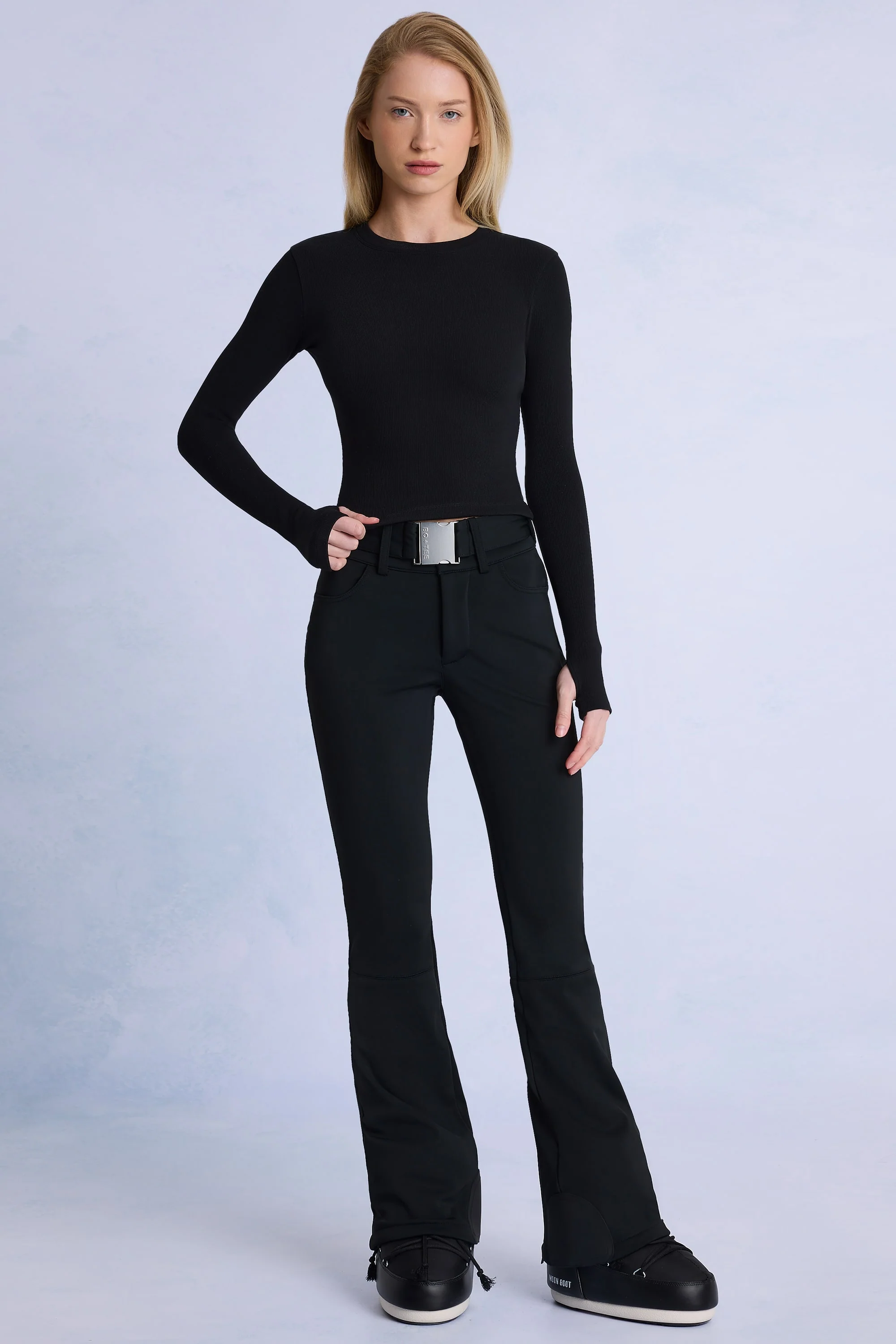 Waterproof Belted Ski Salopettes in Black - Image 2
